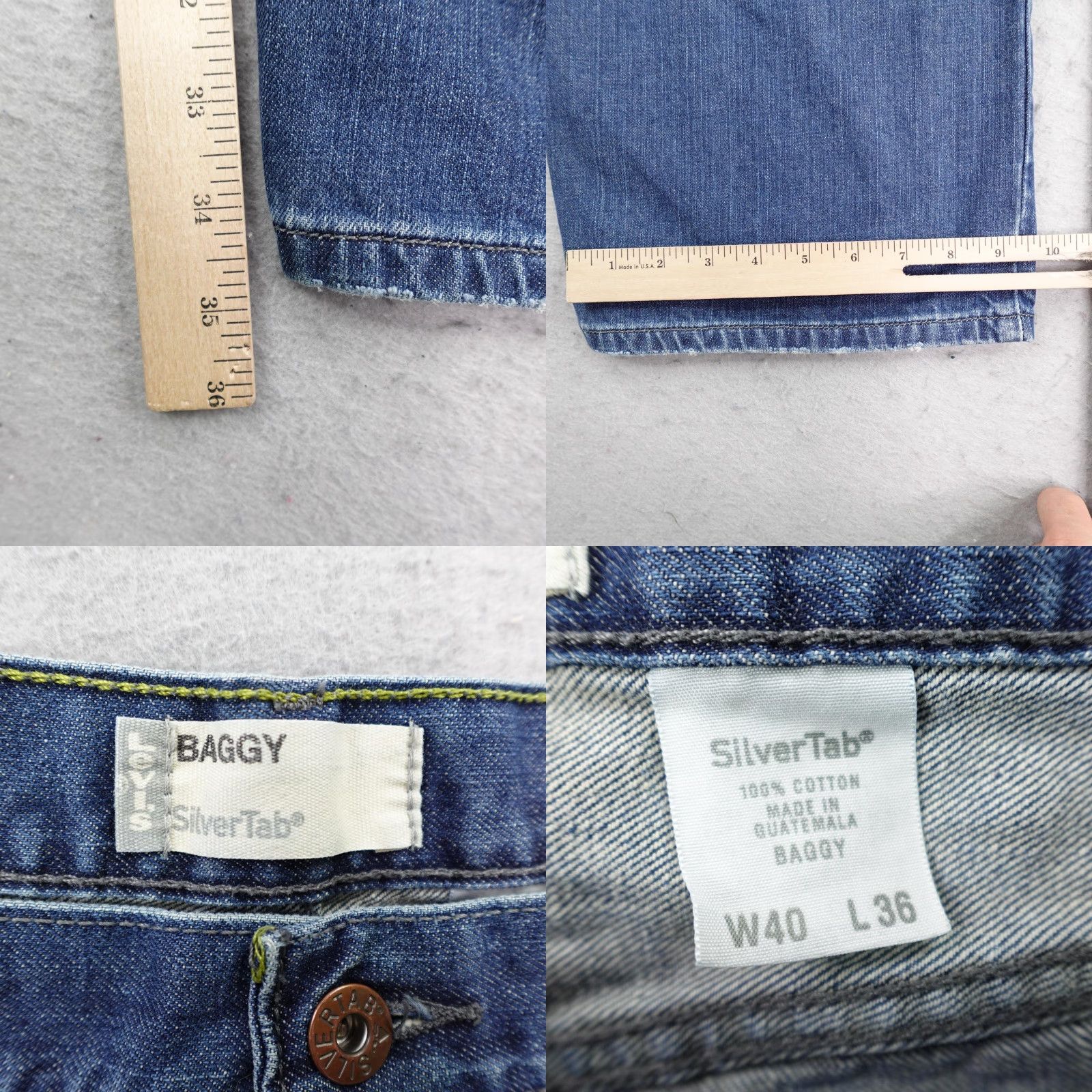 Levi's VINTAGE Levi's Jeans Mens 40x36 Blue Denim SilverTab Baggy Wide-Leg Relaxed Y2K Size US 40 / EU 56 - 9 Thumbnail