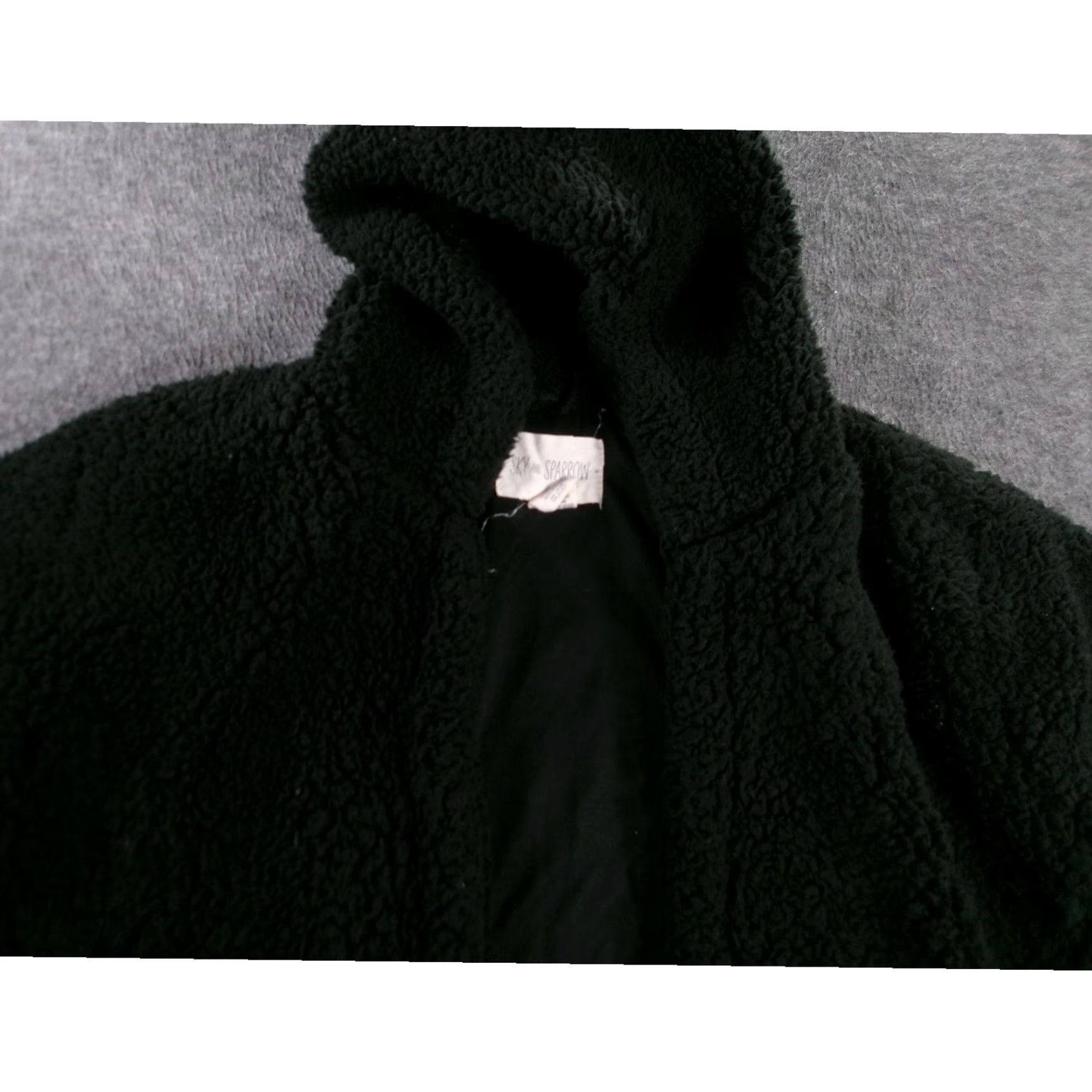 Vintage Sky Sparrow Cardigan Women Medium Black Hooded Open Front Sherpa Fleece Cozy Size M / US 6-8 / IT 42-44 - 2 Thumbnail