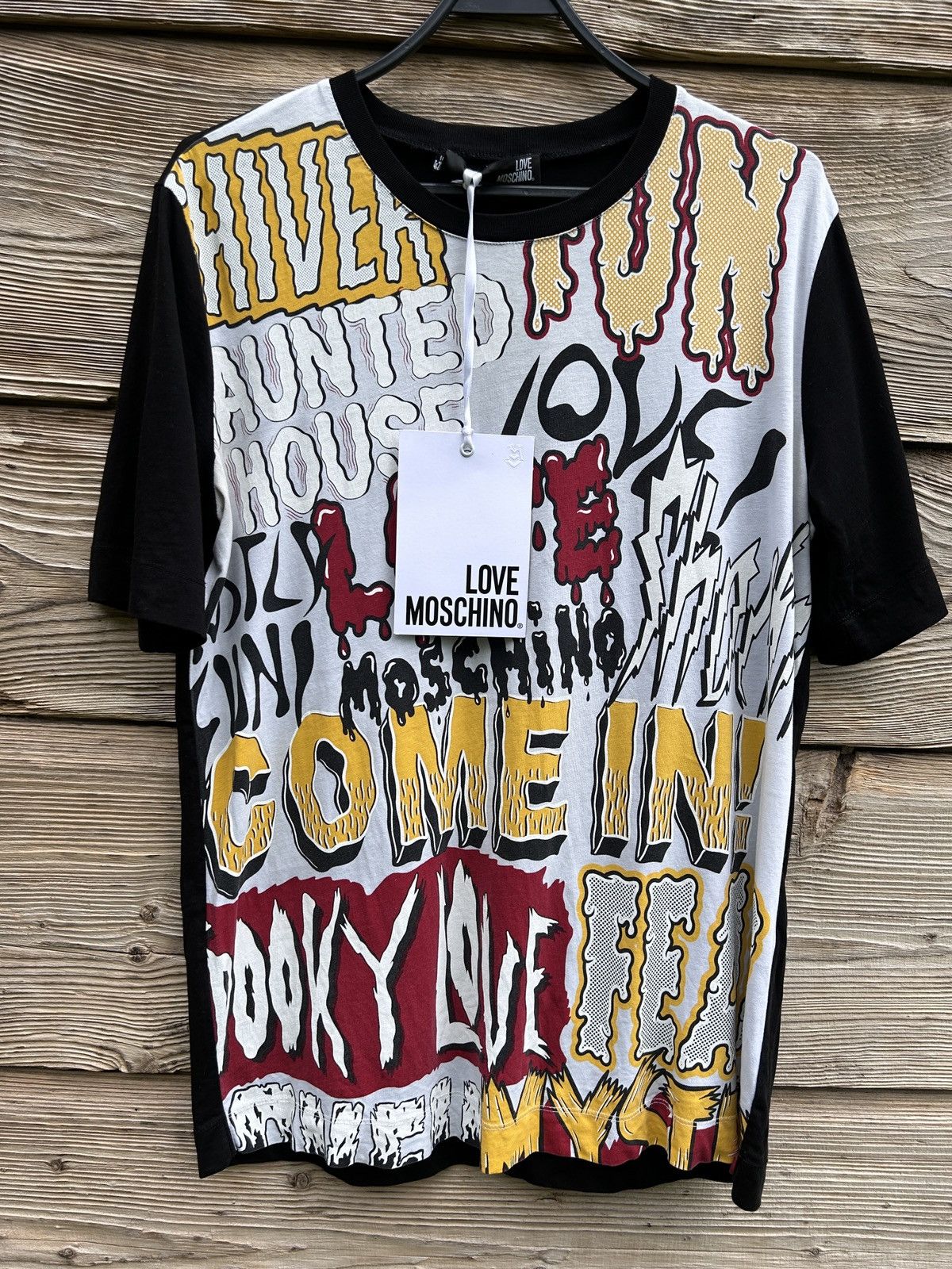 BNWT Love Moschino AOP Multicolor Grafitti Print T-Shirt