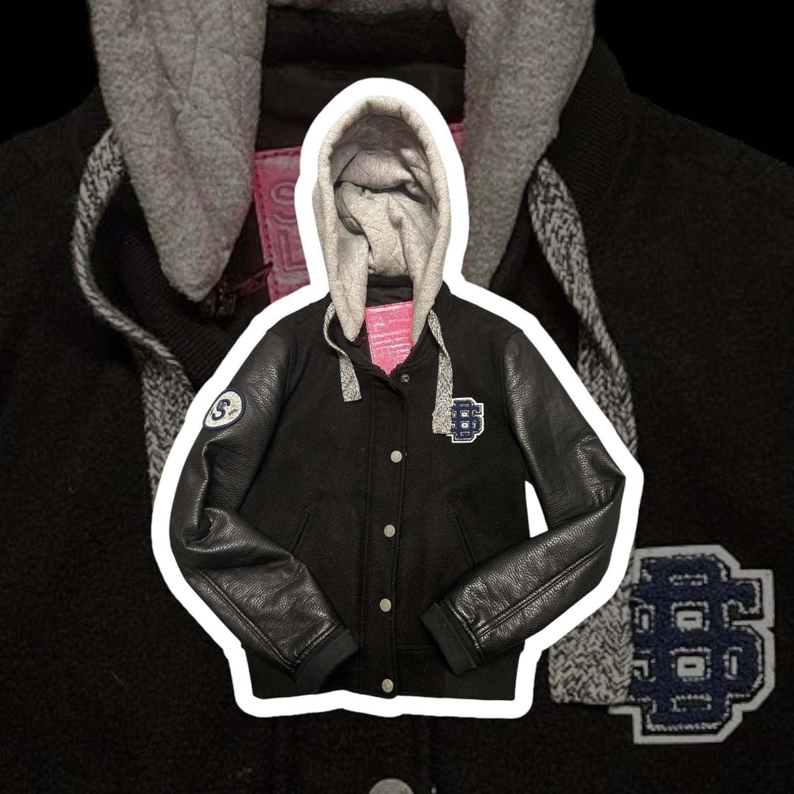 Superdry Superdry Leather-Like Black Jacket with Hoodie Size US XS / EU 42 / 0 - 1 Thumbnail