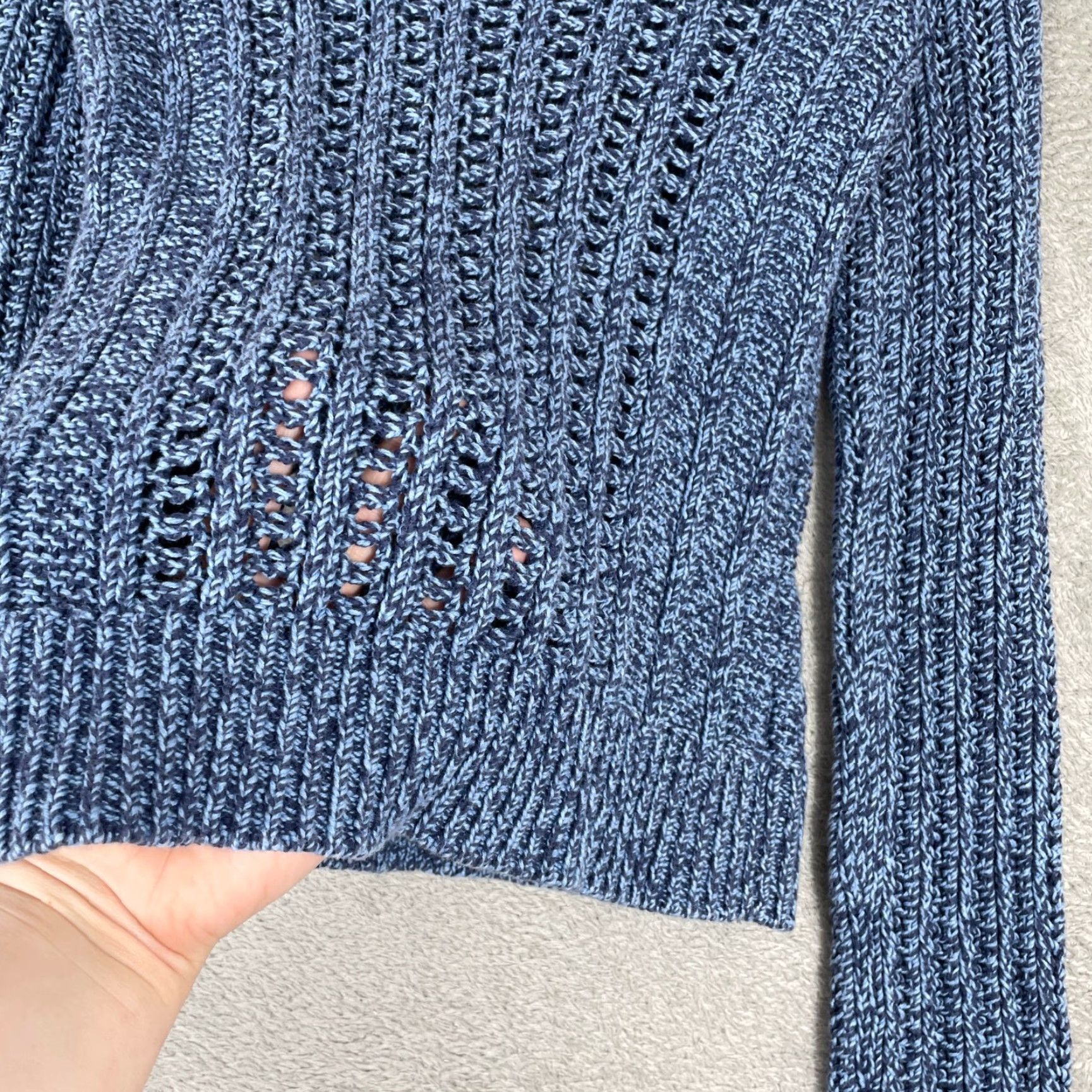 American Eagle Outfitters VINTAGE American Eagle Hoodie Sweater Womens XS Blue Marled Knit Hooded Y2K Bella Swan Size XS / US 0-2 / IT 36-38 - 2 Thumbnail