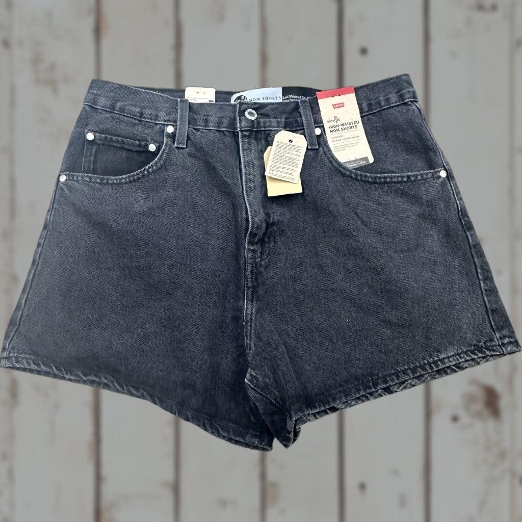 Levi's Levi's Womens Shorts Mom Denim Gray W32 High-Waisted Water Less 3.5in Inseam Relaxed Front Pockets Casual Vintage: No Size 24" / US 00 / IT 34 - 1 Thumbnail