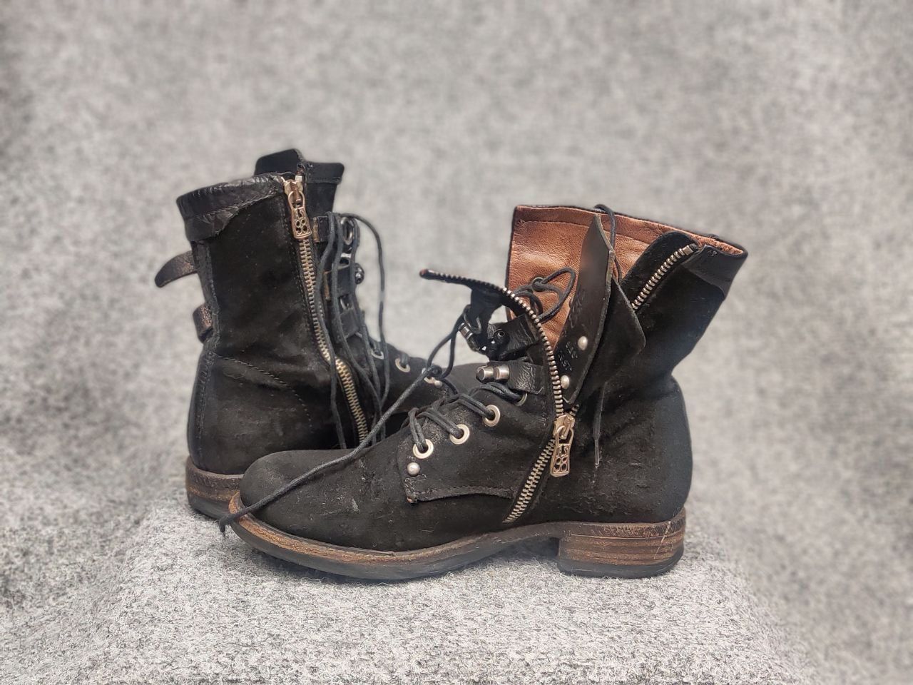 A.S.98 A.S.98 Vintage Black Suede Avant garde Mid Calf Combat Boots Size US 6 / IT 36 - 15 Thumbnail