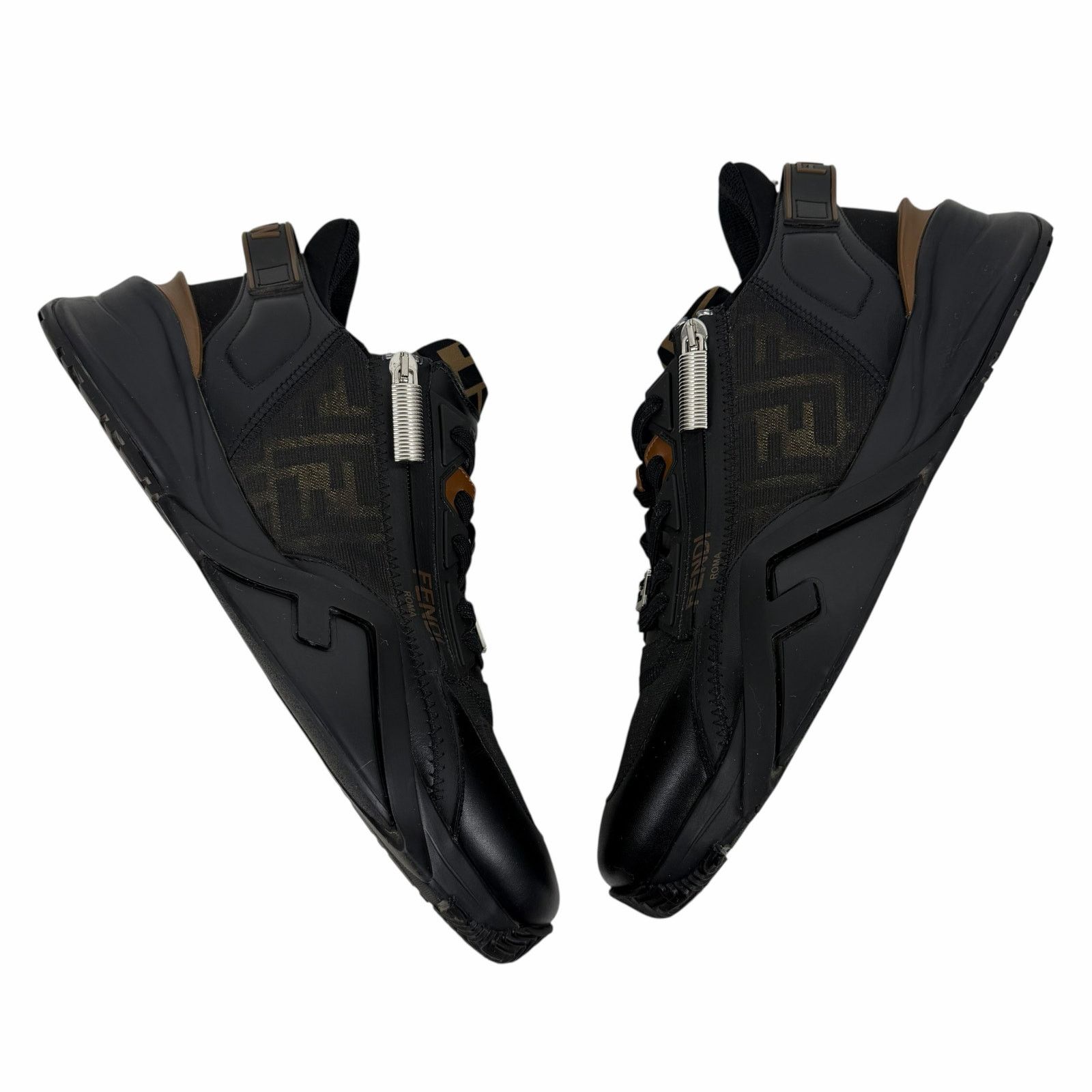Fendi Flow Sneaker Zucca FF Logo Monogram Black Leather Size 9/ US 10 Fendi Flow Sneaker Zucca FF Logo Monogram Black Size 9 main image 3