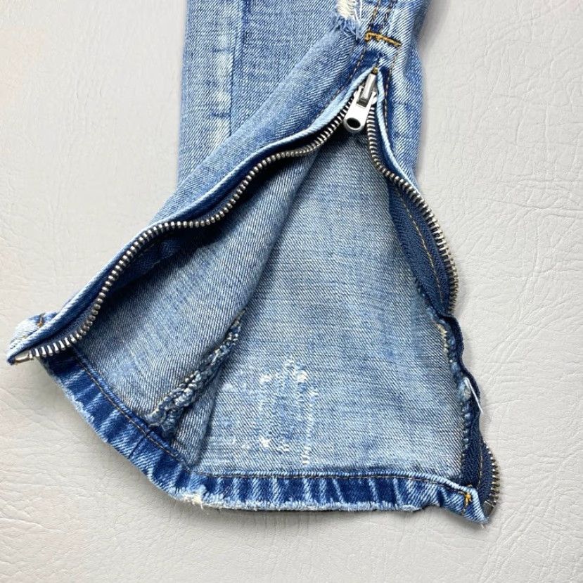 MNML VINTAGE mnml Distressed Ripped Patch Jeans Size 31x33 Skinny Fit Slim Button Fly Zipper Size US 31 - 4 Thumbnail