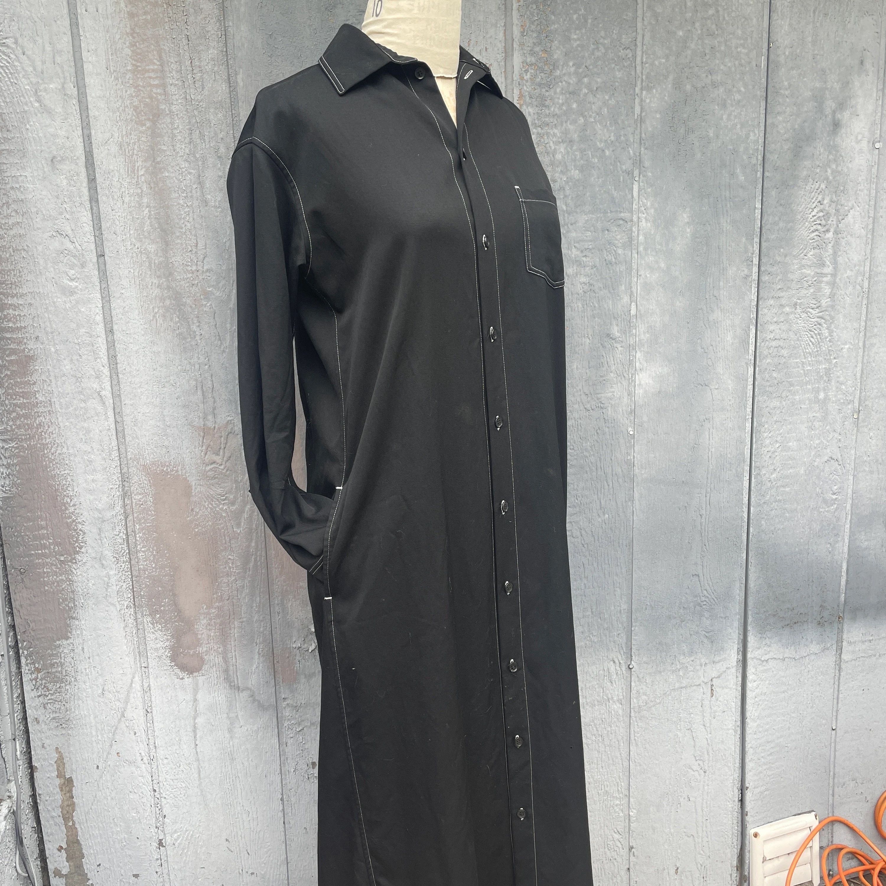 Yohji Yamamoto Yohji Yamamoto Slit Back Maxi Shirt Dress Long Sleeve Wool Size S / US 4 / IT 40 - 2 Thumbnail