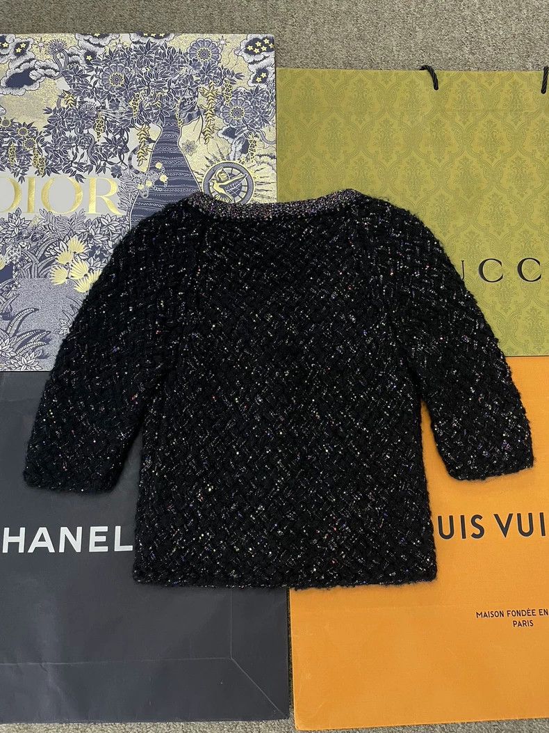 Chanel 21k colorful candy sequin medium-sleeved round-neck