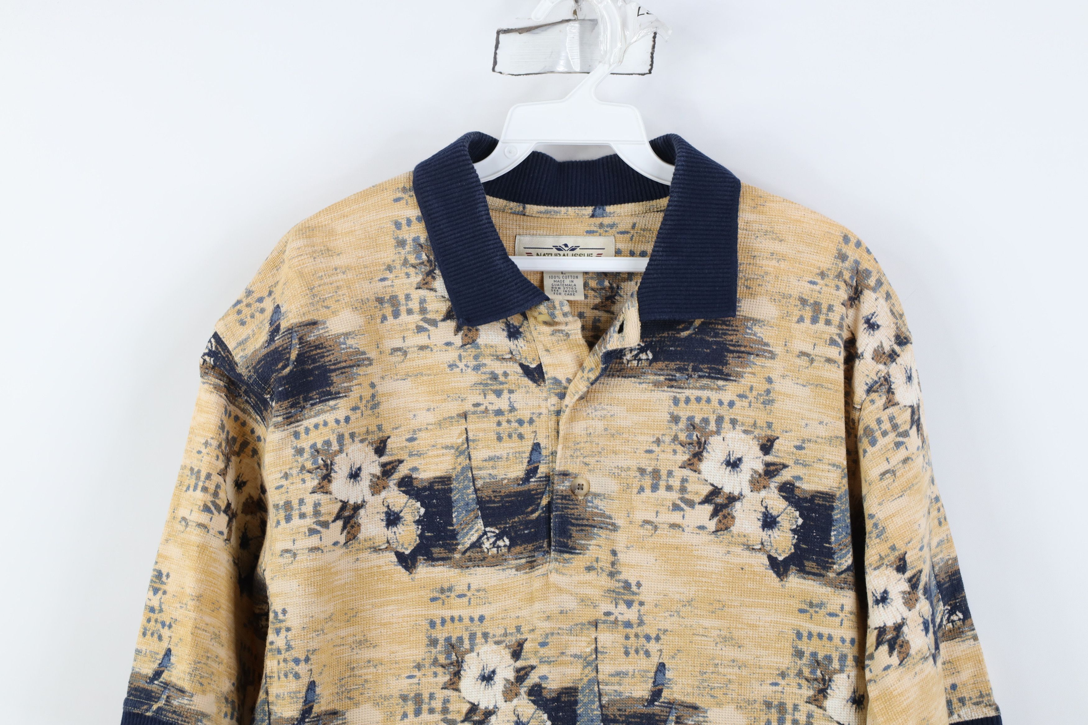 Vintage Vintage 90s Streetwear Flower Thermal Knit Golf Polo Size US L / EU 52-54 / 3 - 2 Thumbnail