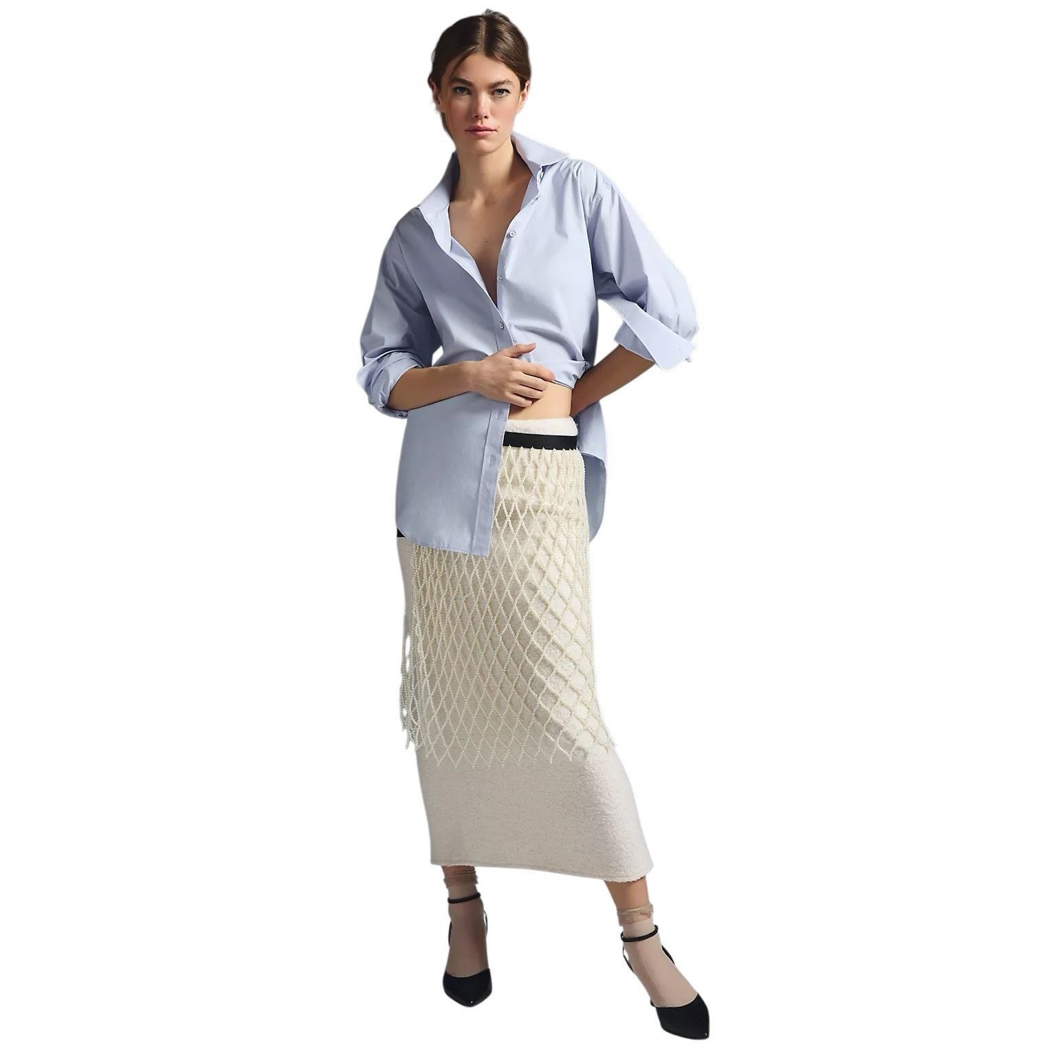 Anthropologie NWT Anthropologie Current Air Pearl Layered Skirt Size 28" / US 6 / IT 42 - 7 Thumbnail