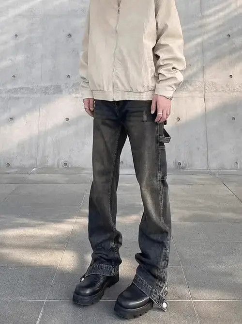 Japanese Brand Nostalgic washed workwear-breasted micro-flare jeans Size US 32 / EU 48 - 2 Thumbnail