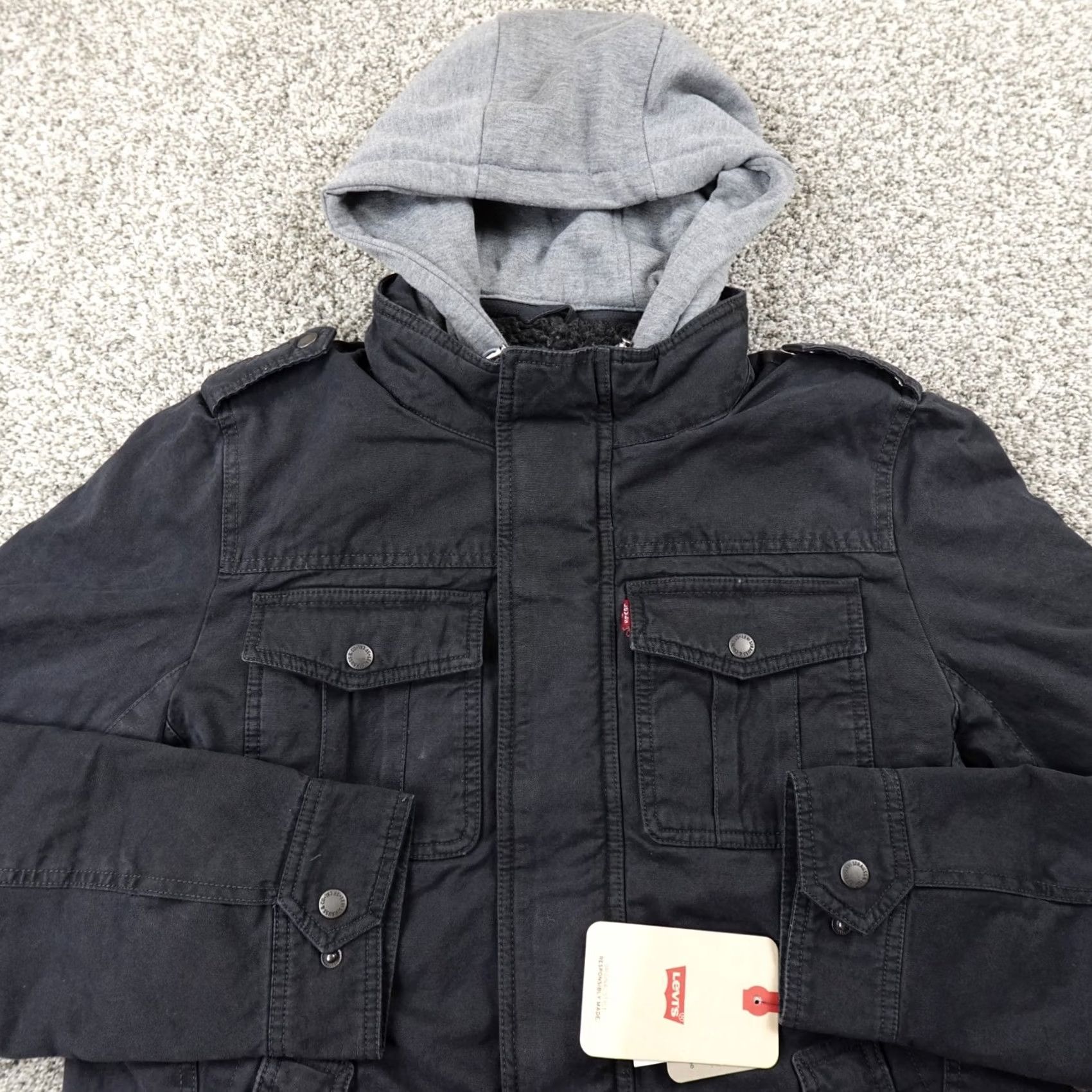 Levi's VINTAGE Levis Jacket Mens S Black Hooded Sherpa Lined Military Trucker Coat Utility Size US S / EU 44-46 / 1 - 3 Thumbnail
