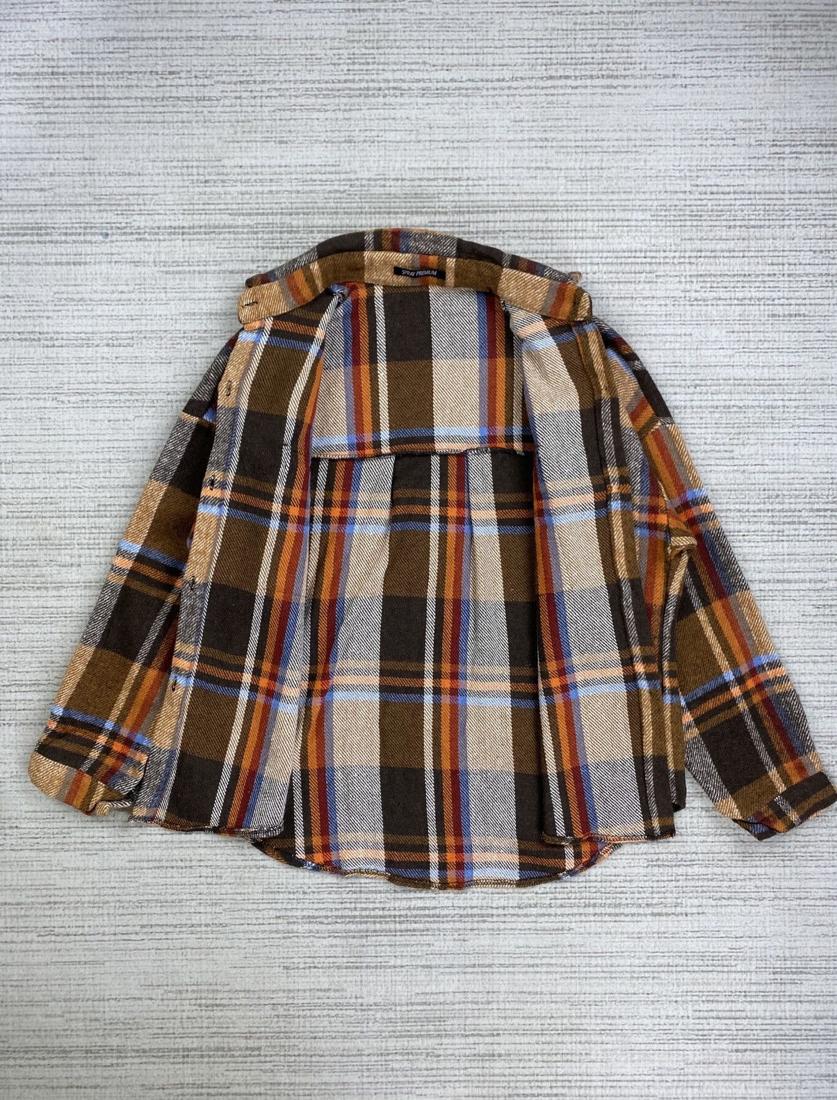 Japanese Brand × Vintage Vintage Spray Premium Japan Orange Checked Flannel Size US L / EU 52-54 / 3 - 7 Thumbnail