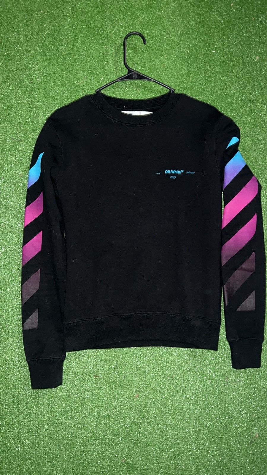 Image of Off White Off-White Black Gradient Crewneck, Men's (Size XS)