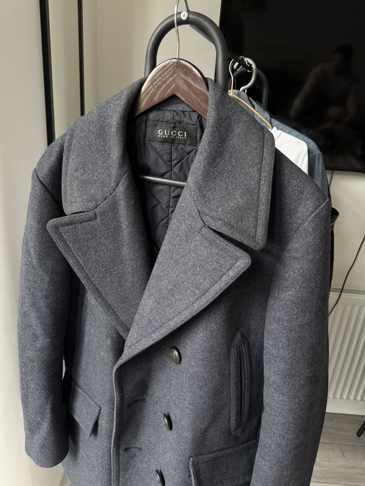 Gucci Men's GUCCI Wool Double Breasted Pea Coat Overcoat RARE Size US M / EU 48-50 / 2 - 3 Thumbnail