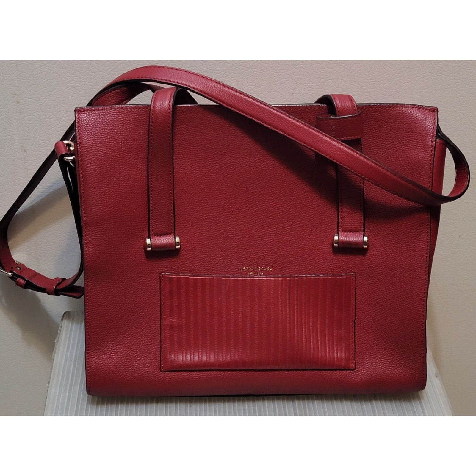 Henri Bendel Henri Bendel Red Leather New York Purse Tote Bag Womens Large Pebbled Leather Zip Bag 11x12x5 Size ONE SIZE - 2 Thumbnail
