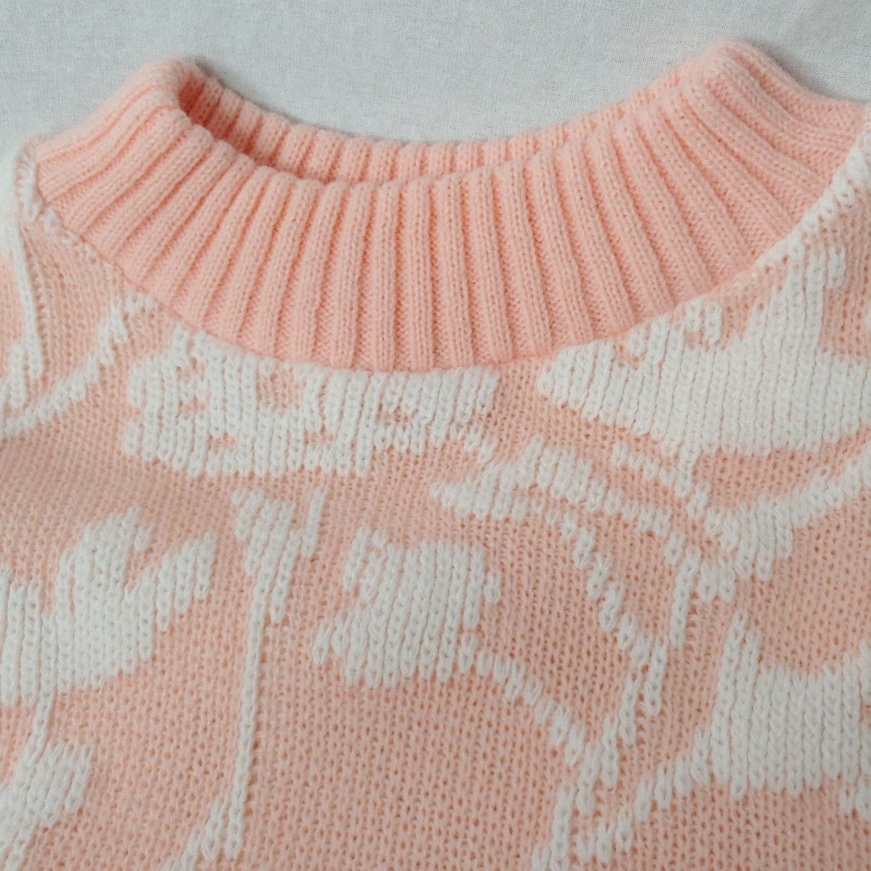 Vintage VINTAGE Arielle Sweater Women M Pink White Floral High Neck Cottagecore Pullover Long Sleeve Knit Size M / US 6-8 / IT 42-44 - 4 Thumbnail
