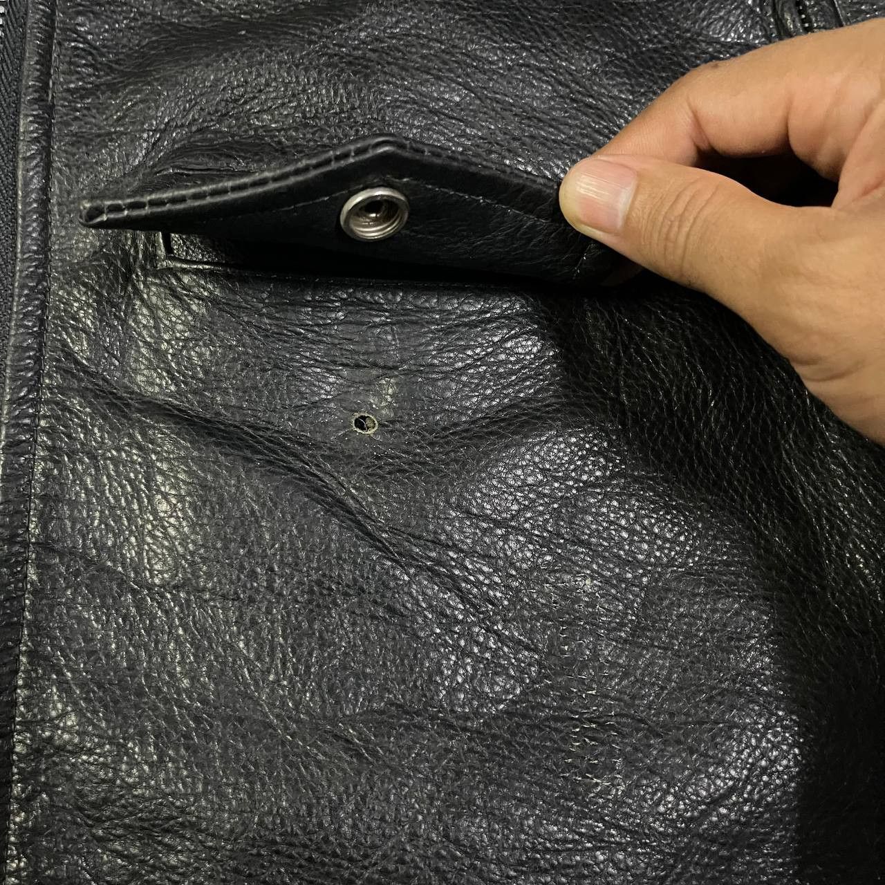 Leather Vintage Motorcycle Rider Leather Jacket Double Collar Size US M / EU 48-50 / 2 - 6 Thumbnail