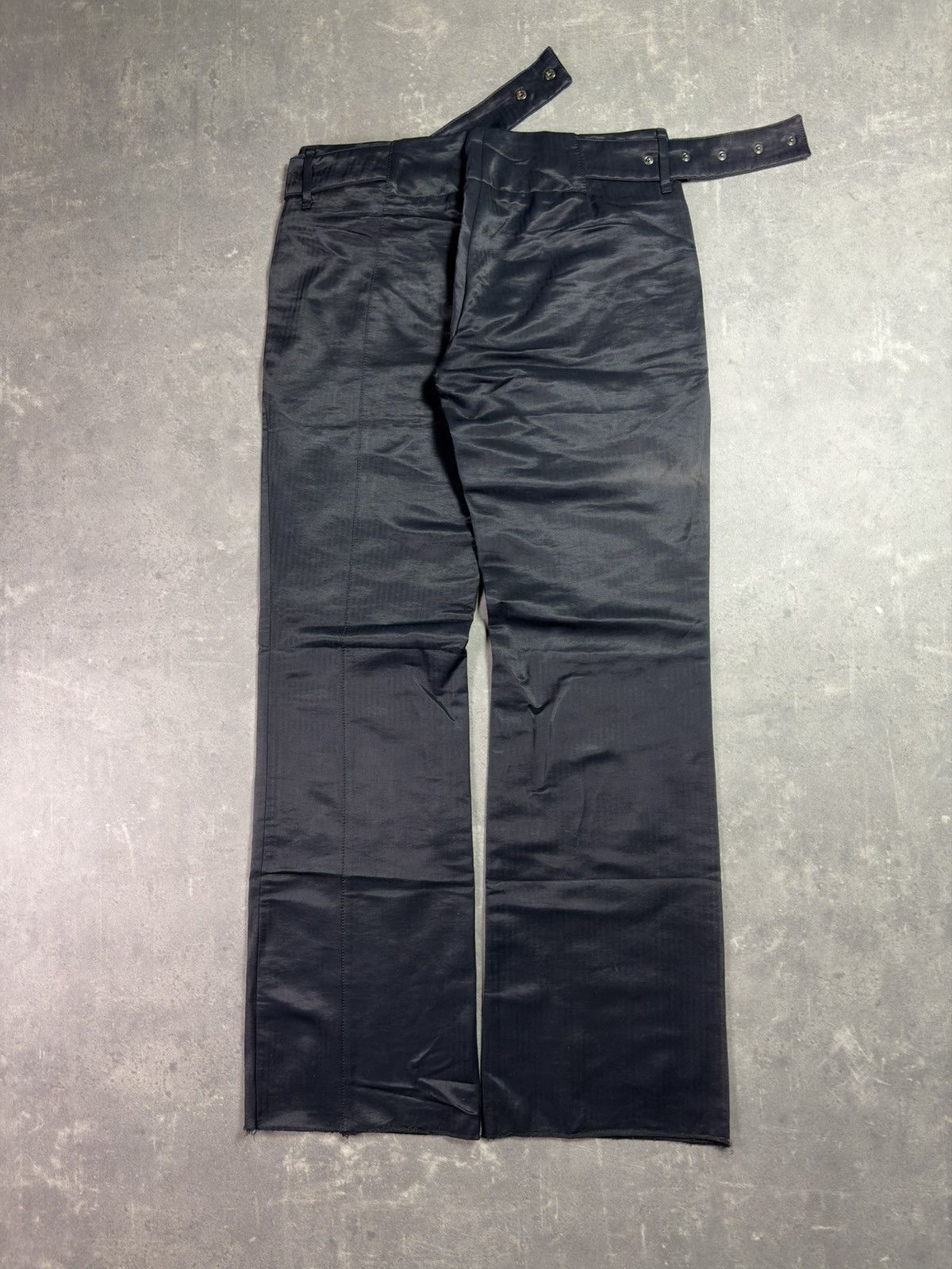 Dirk Bikkembergs 00s Dirk Bikkembergs Wide Leg Striped Belted Pants Flared 48 Size US 32 / EU 48 - 2 Thumbnail