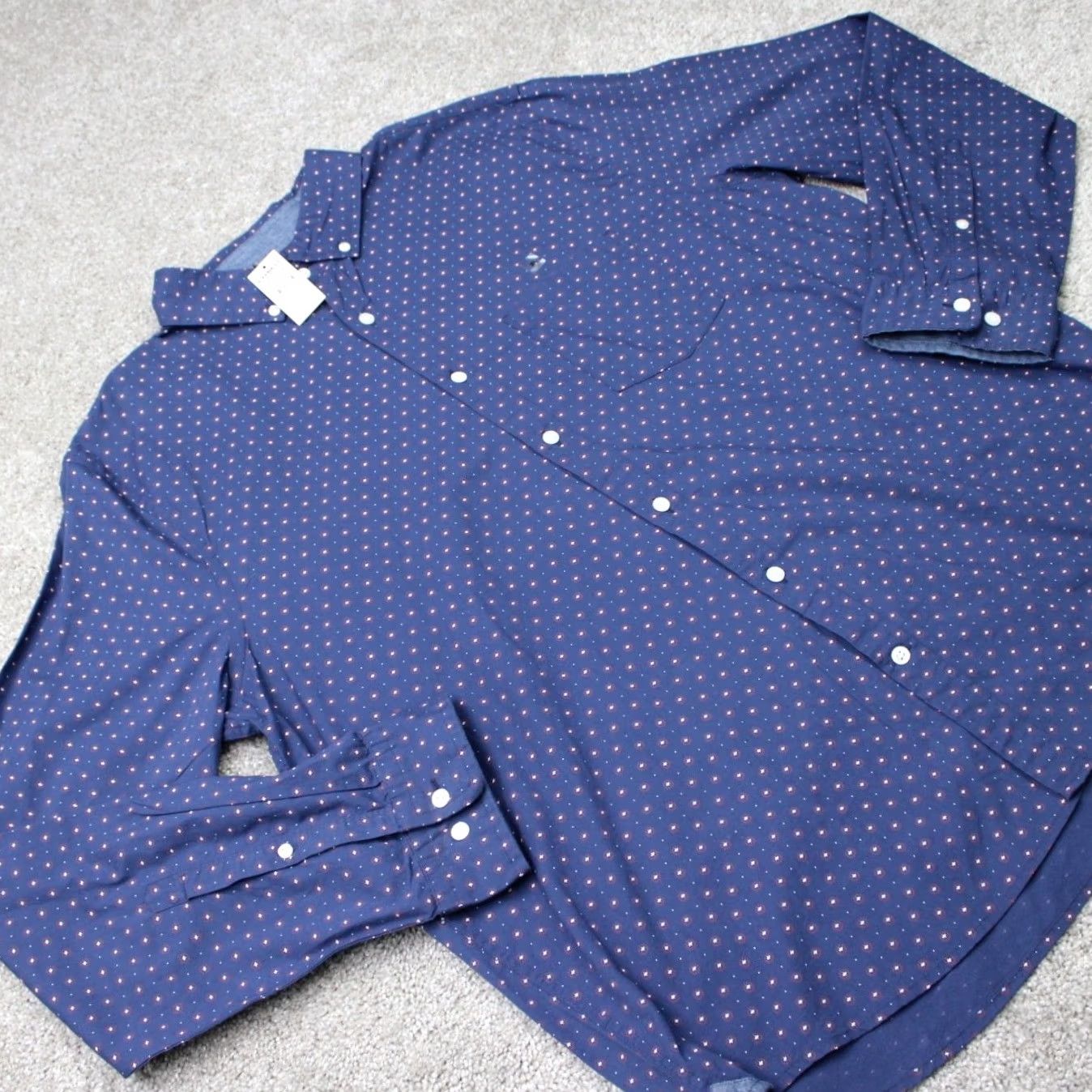 Express Express Shirt Mens XL Blue Geometric Button-Up Slim Fit Long Sleeve NWT Size US XL / EU 56 / 4 - 5 Thumbnail