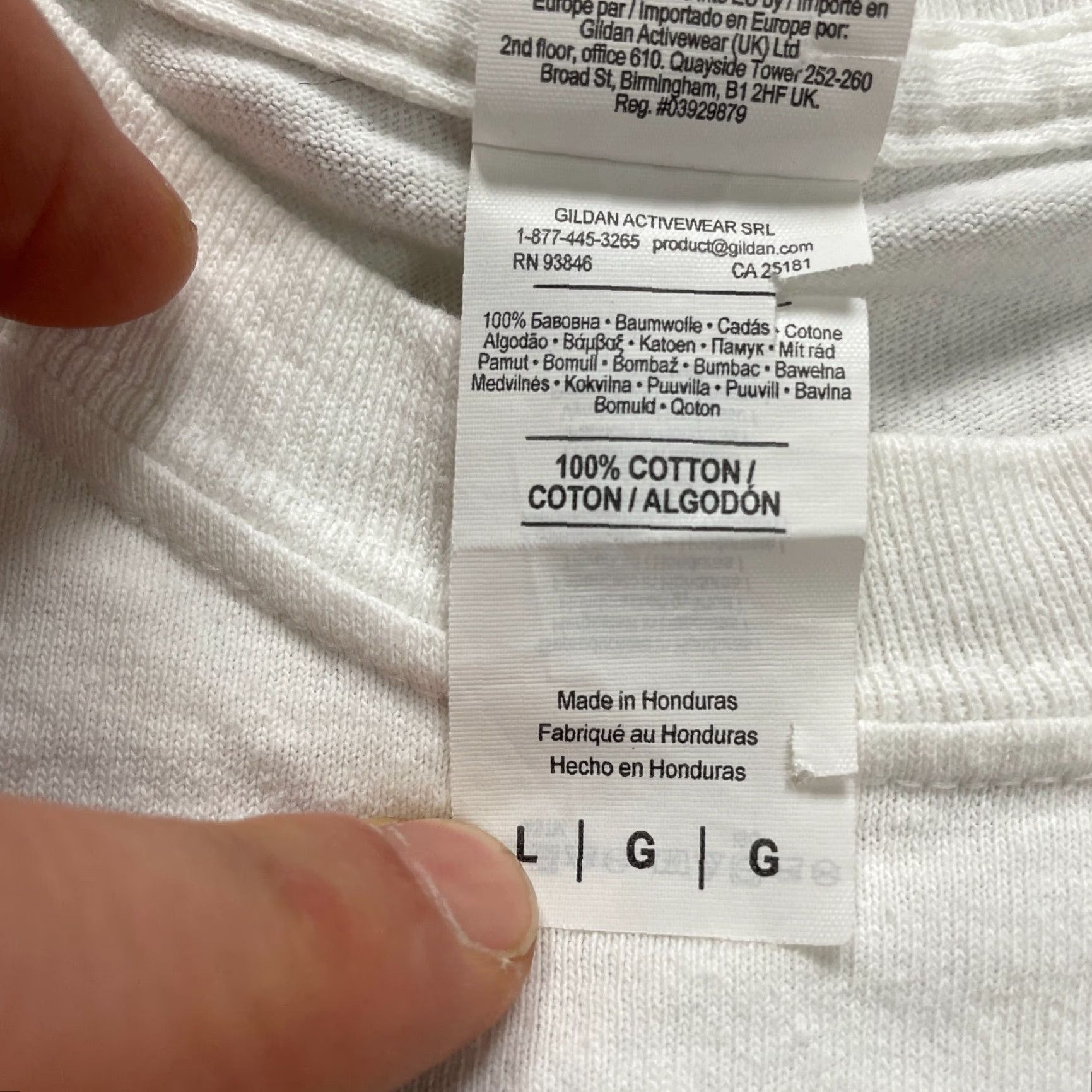 Gildan Gildan T-Shirt Shirt Mens Large White Long Sleeve Crew Neck Graphic Tee Vintage? No (adjusted) Size L / US 10 / IT 46 - 7 Thumbnail