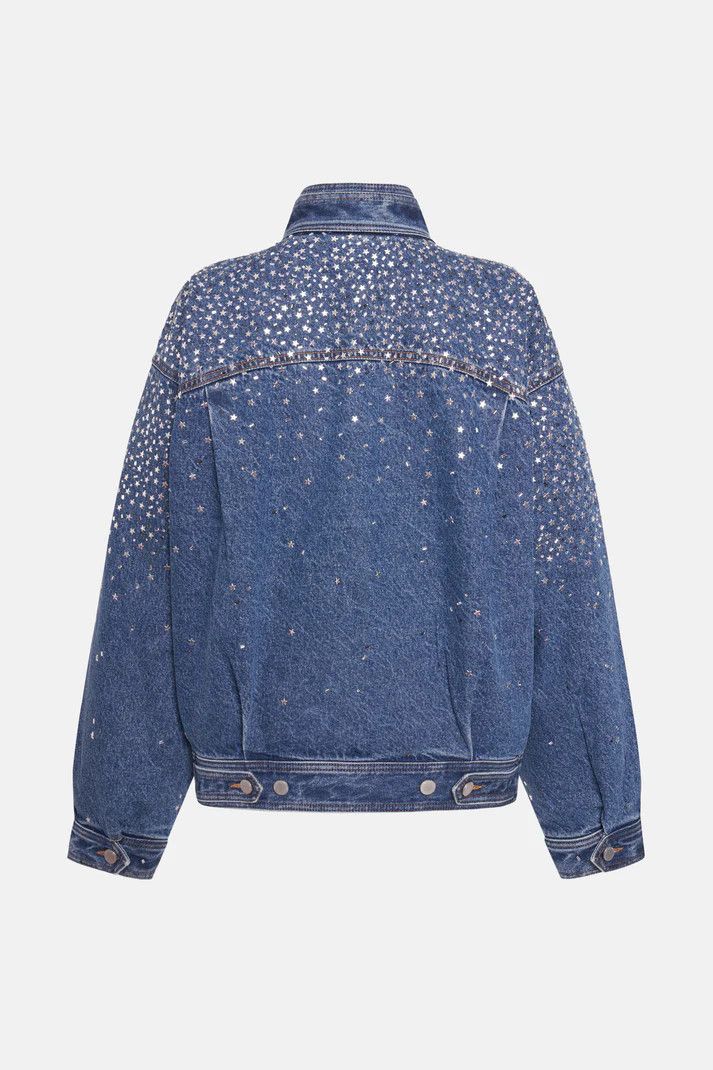 Alessandra Rich o1s22i1n0225 Denim Bomber Jacket in Blue Size S / US 4 / IT 40 - 2 Thumbnail