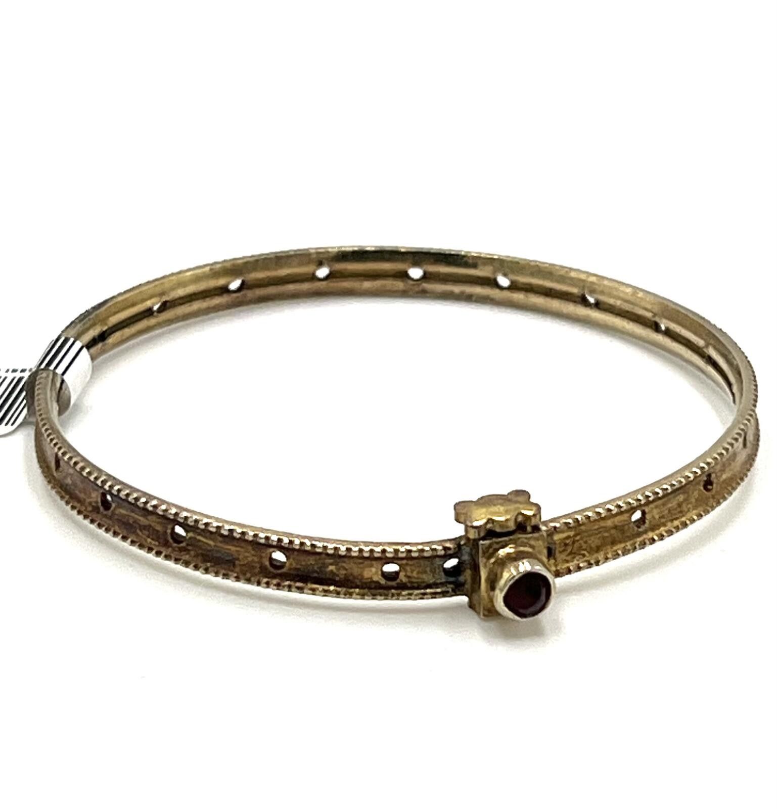 Other Victorian 14k Gold Over Sterling Silver Ruby Bangle Bracelet Size ONE SIZE - 1 Thumbnail