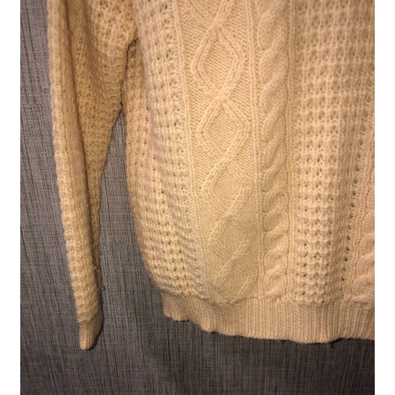 Vintage VINTAGE Panda Crewneck Cable Knit Sweater Mens Beige XL 100% Wool Size US XL / EU 56 / 4 - 3 Thumbnail
