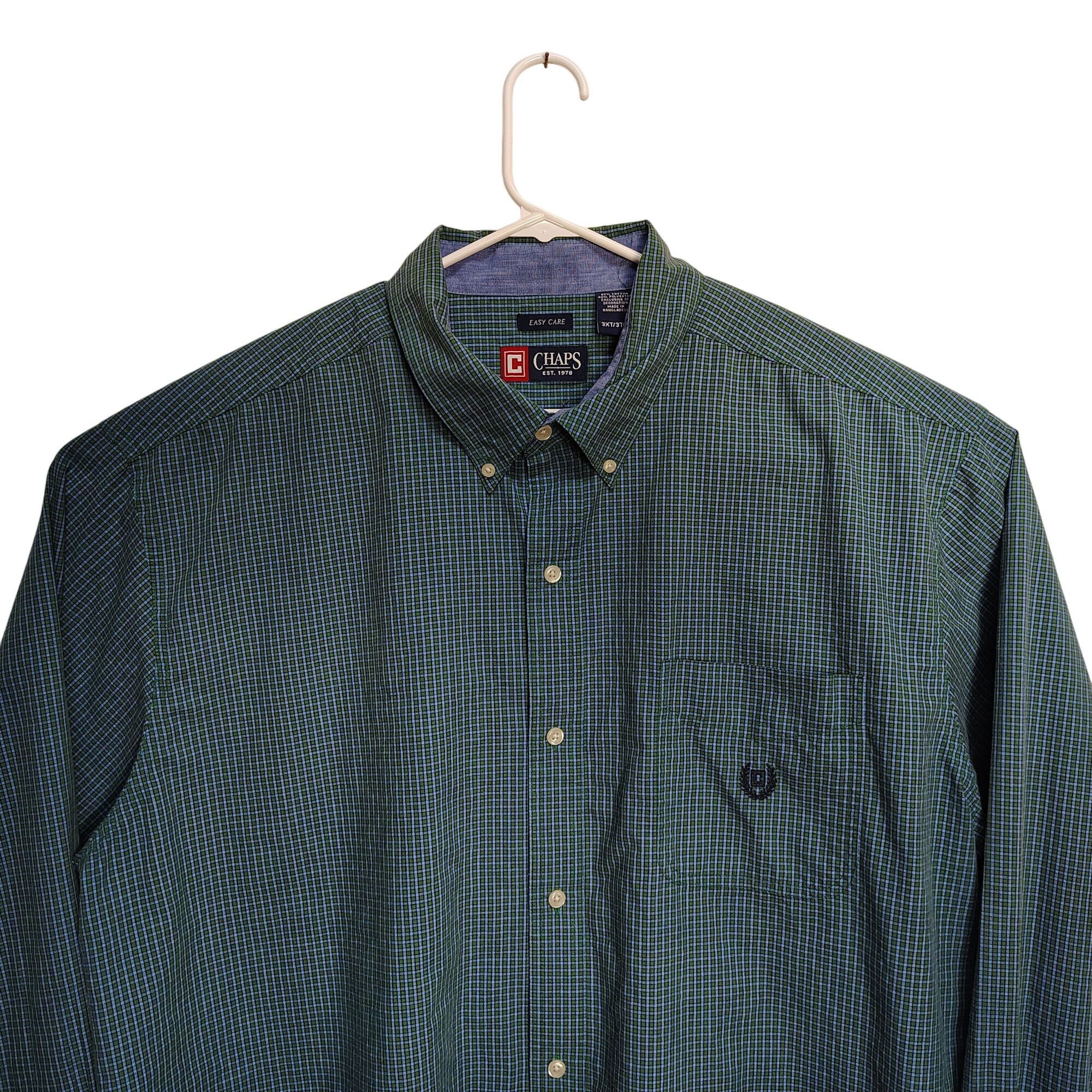 Chaps Chaps Mens 3XLT Easy Care Button-Down Green and Blue Plaid L Size US XXL / EU 58 / 5 - 2 Thumbnail