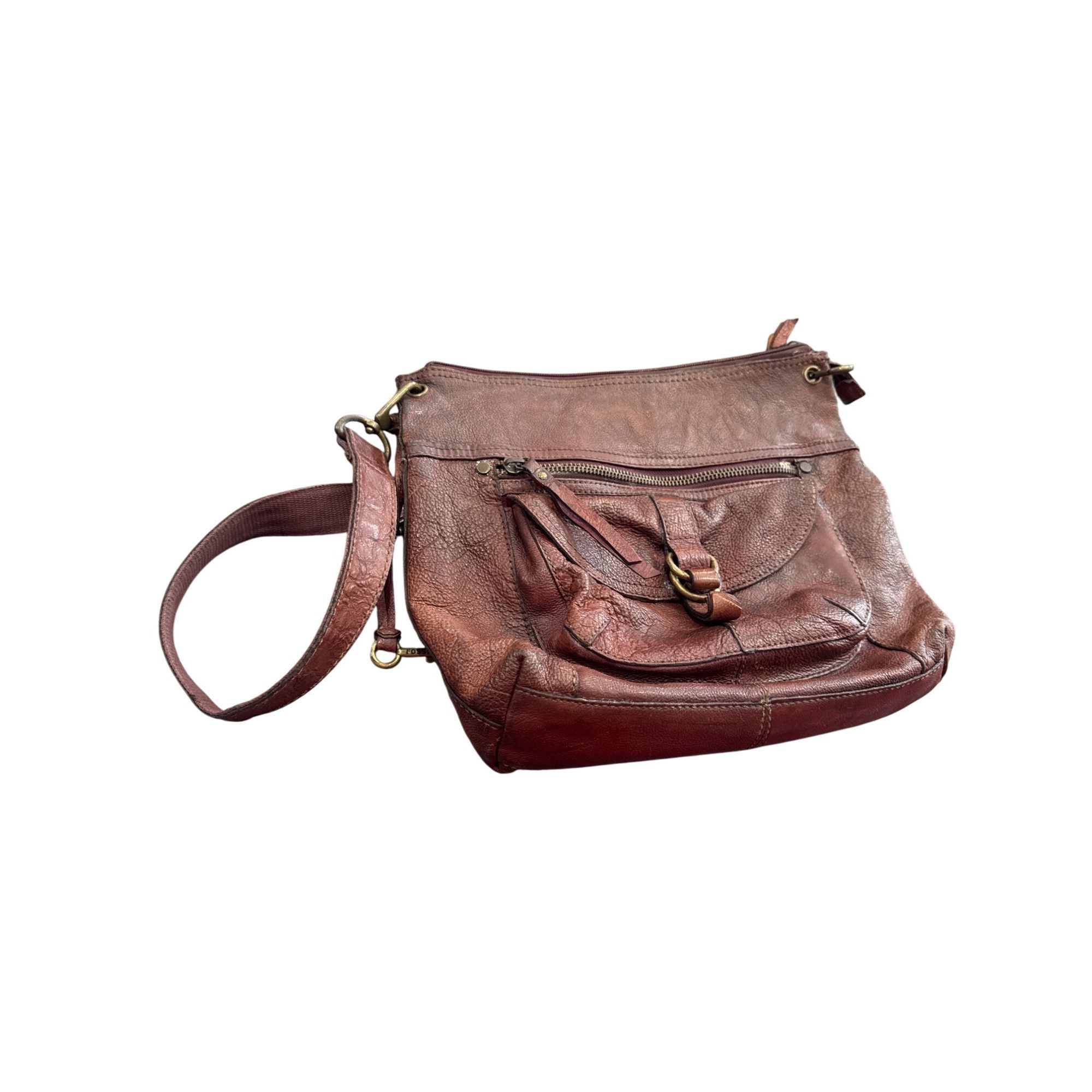 Fossil Fossil Womens Brown Leather Vintage Crossbody Handbag SKU 86 Size ONE SIZE - 1 Thumbnail