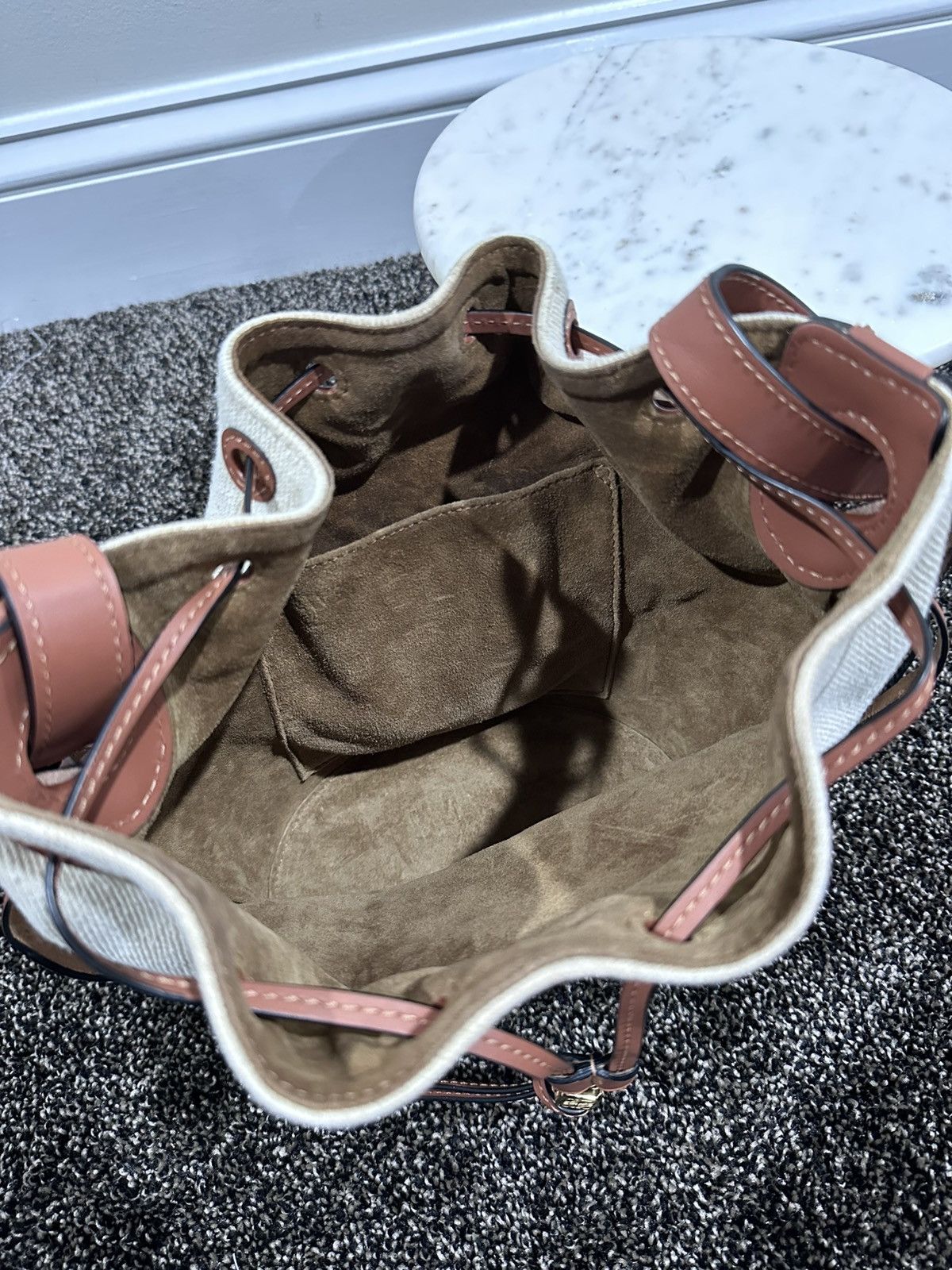 Loewe Loewe Raffia & Leather Calfskin Beehive / Bucket Beach Bag Size ONE SIZE - 8 Thumbnail