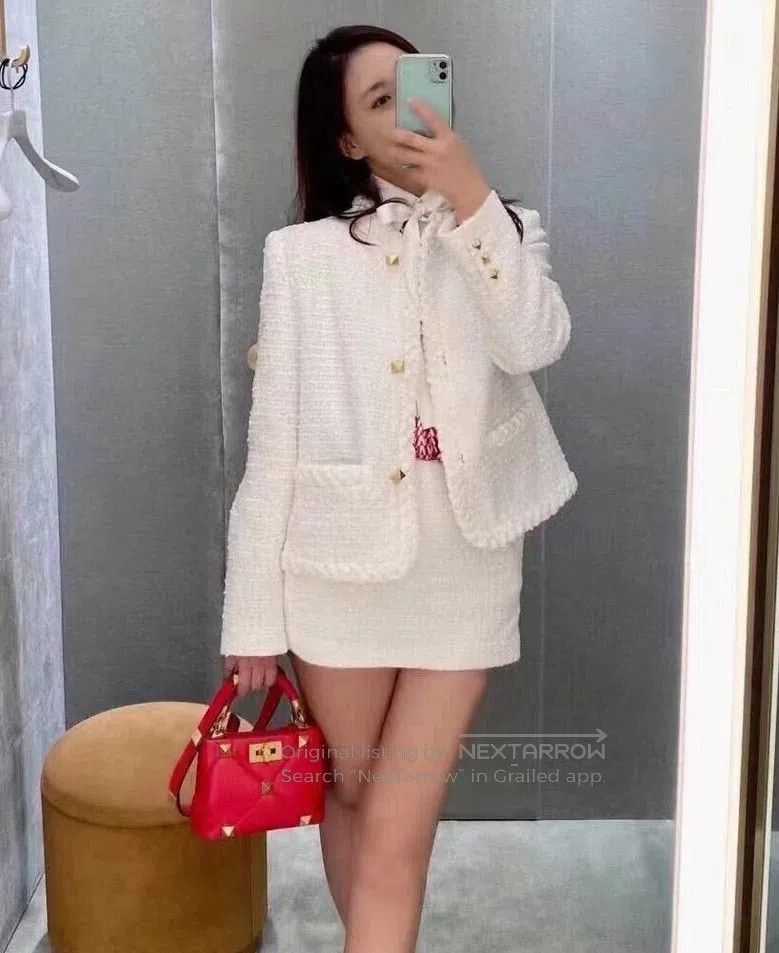 Valentino Valentino Twist pyramid knitted tweed small fragrant coat Size L / US 10 / IT 46 - 5 Thumbnail