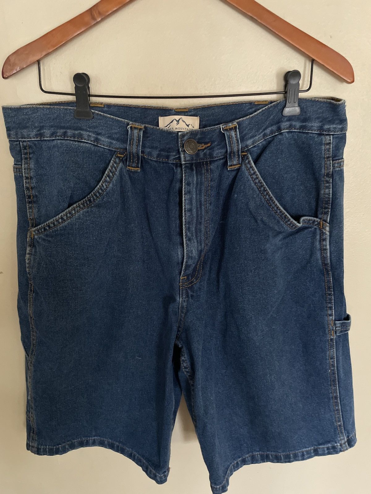 Designer × Vintage BLUE MOUNTAIN Denim Jean Shorts Jorts 36 Carpenter relaxed 🏔️ Size US 36 / EU 52 - 1 Thumbnail