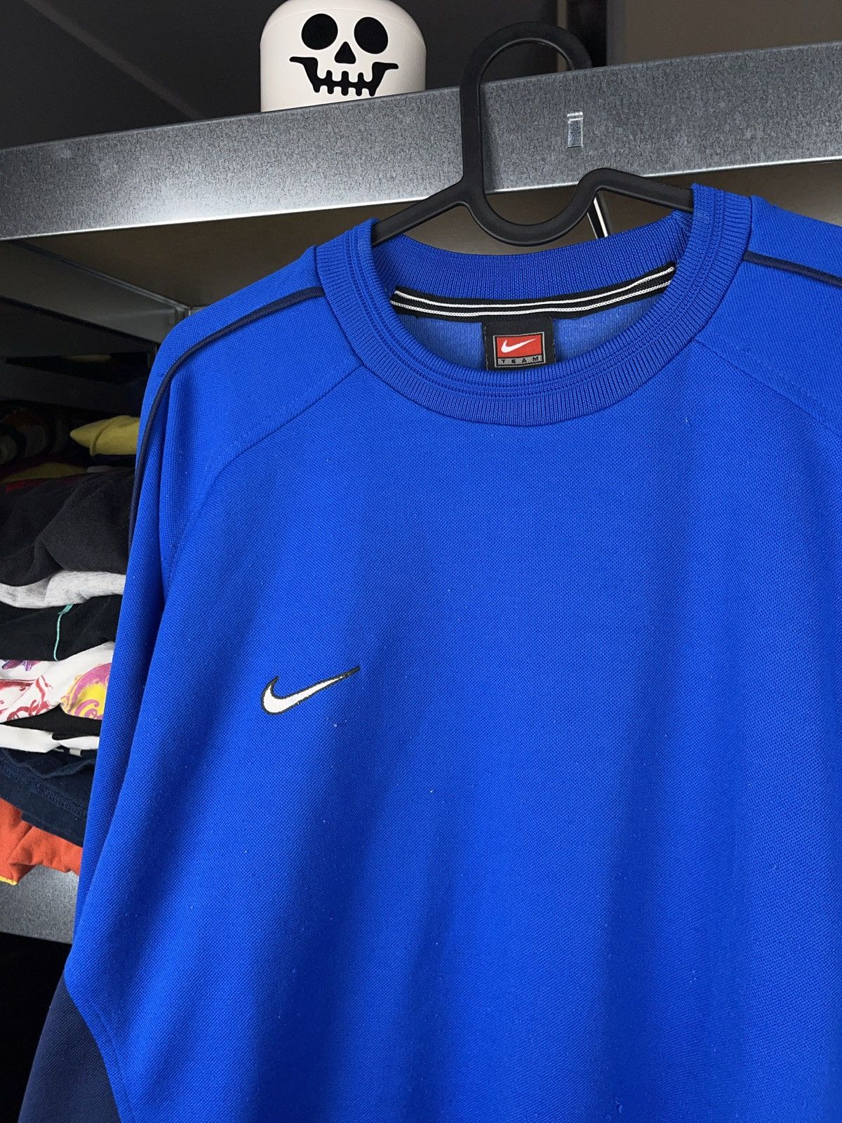 Nike × Vintage Vintage Nike team 1990s royal blue small swoosh sweatshirt Size US L / EU 52-54 / 3 - 3 Thumbnail