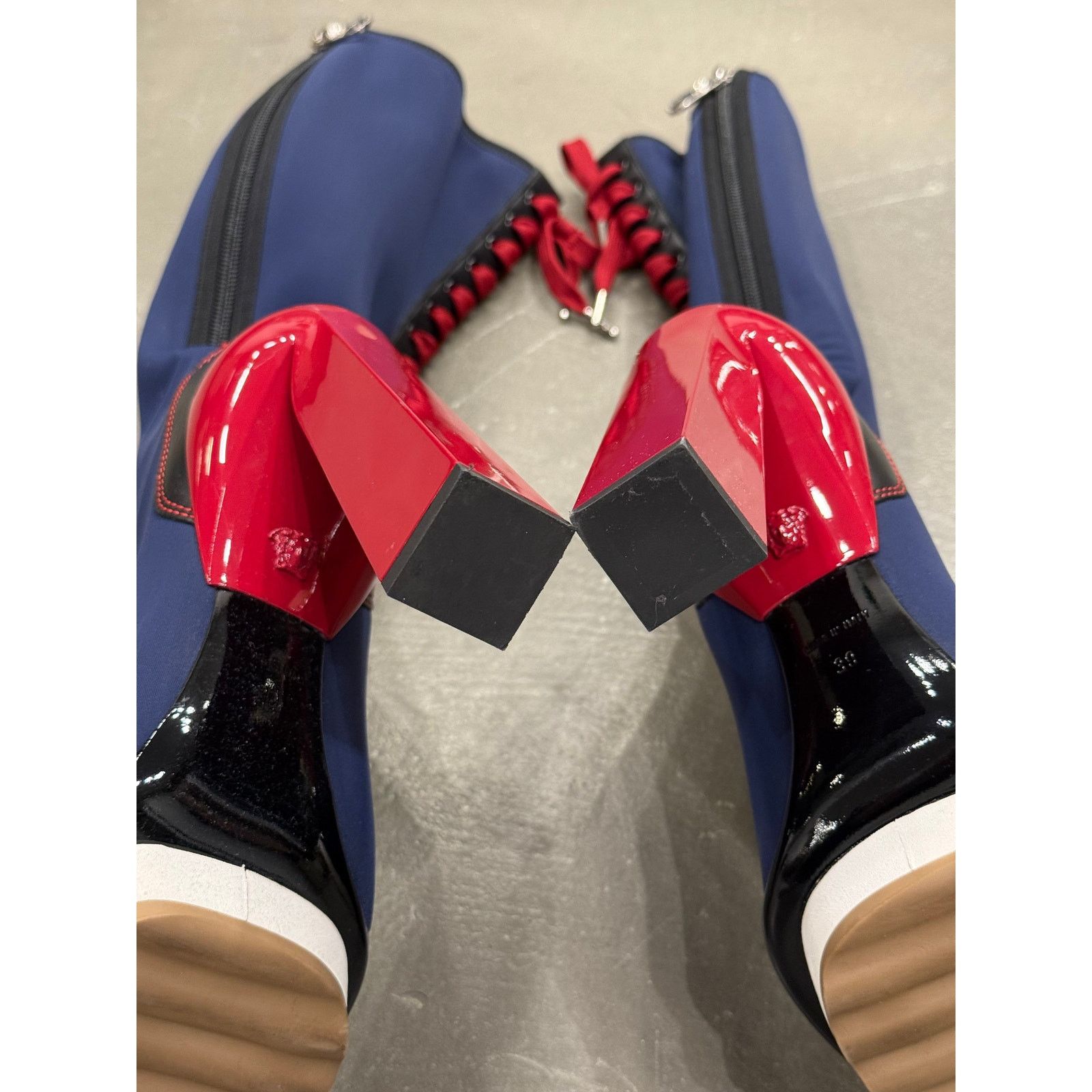 Versace S/S2017 Versace iconic runway neoprene multi color high boot Size US 9 / IT 39 - 14 Thumbnail