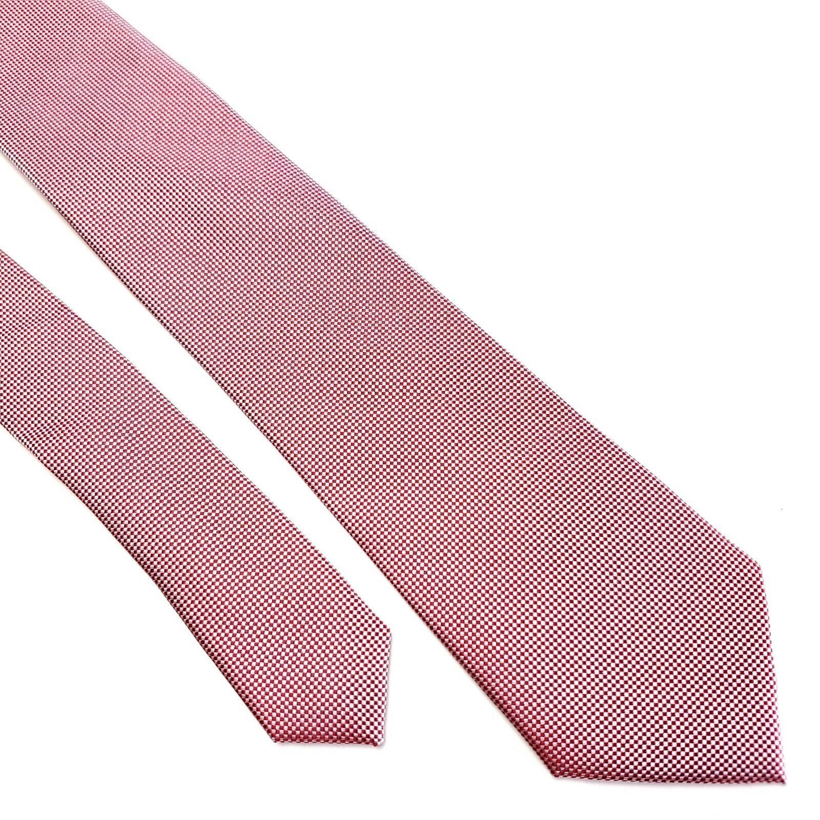 Nordstrom NEW 1901 Nordstrom Red Woven Check Skinny Silk Tie Size ONE SIZE - 1 Thumbnail