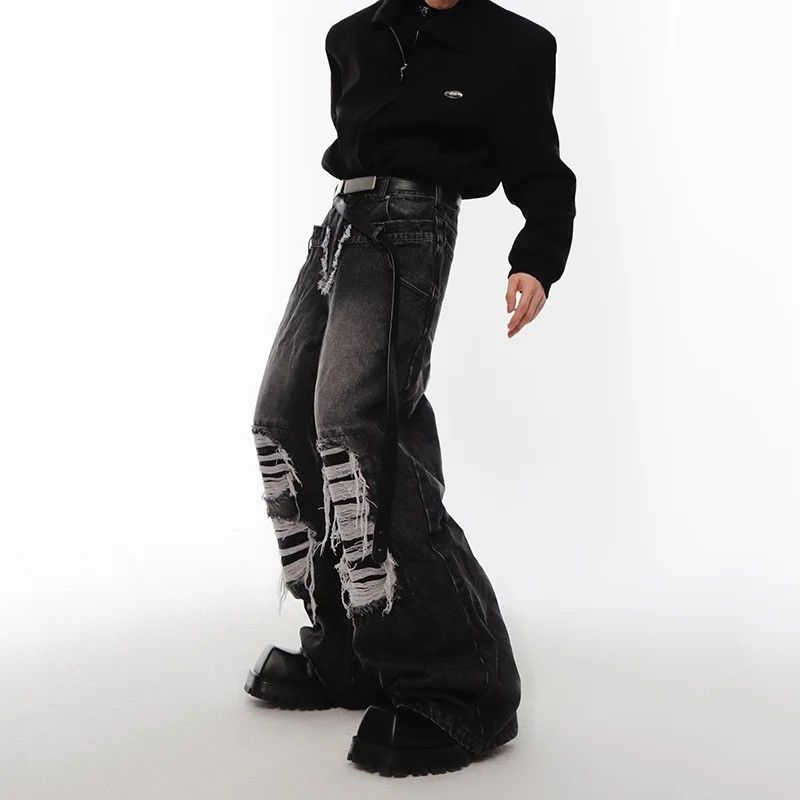 Jean × Vintage Japanese Opium Ripped pants design high street holes washed Size US 32 / EU 48 - 3 Thumbnail