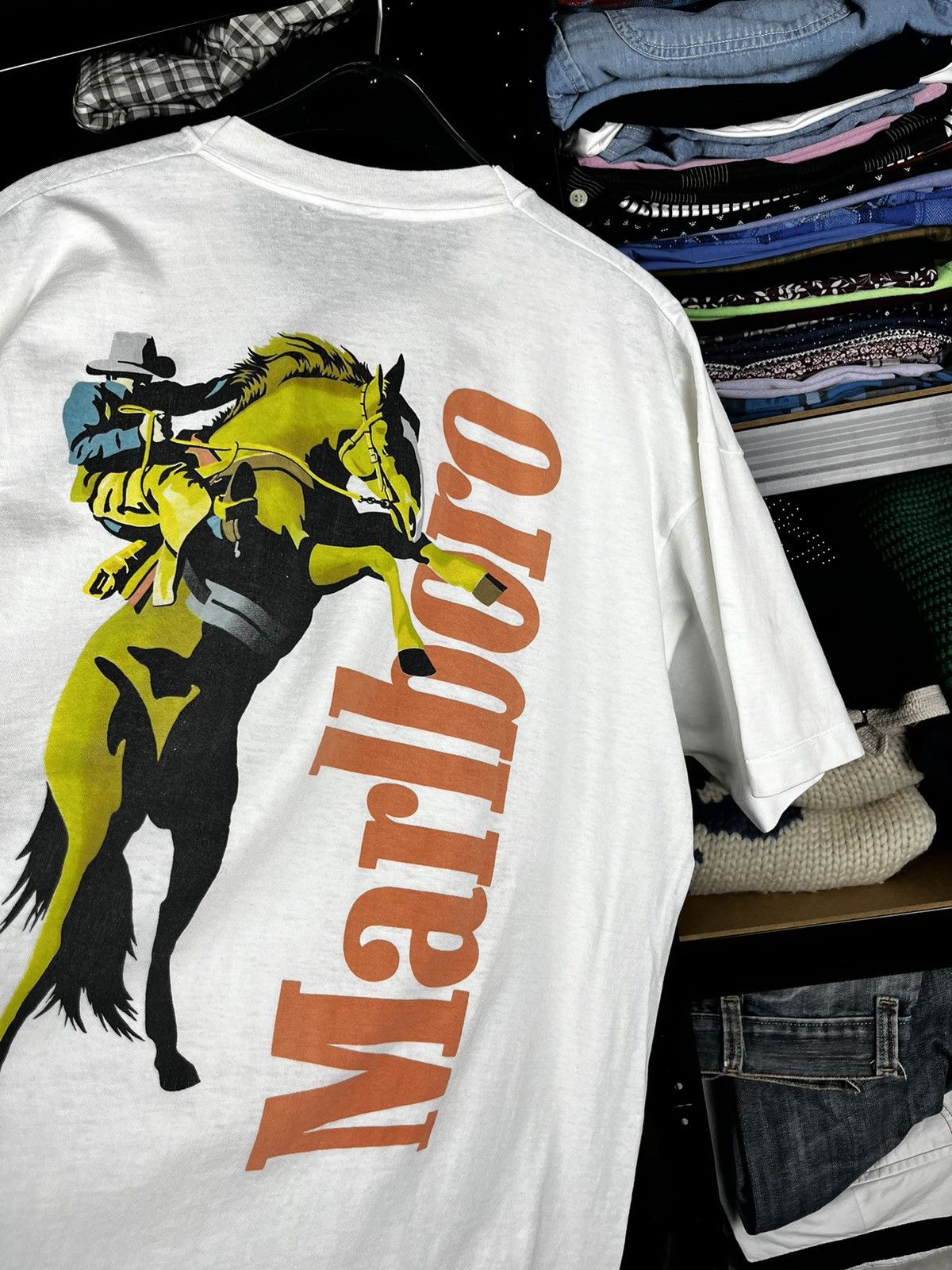 Marlboro × Marlboro Classics × Vintage Vintage 90's Marlboro Wild West Single Steach Tee T shirt Size US XL / EU 56 / 4 - 14 Thumbnail