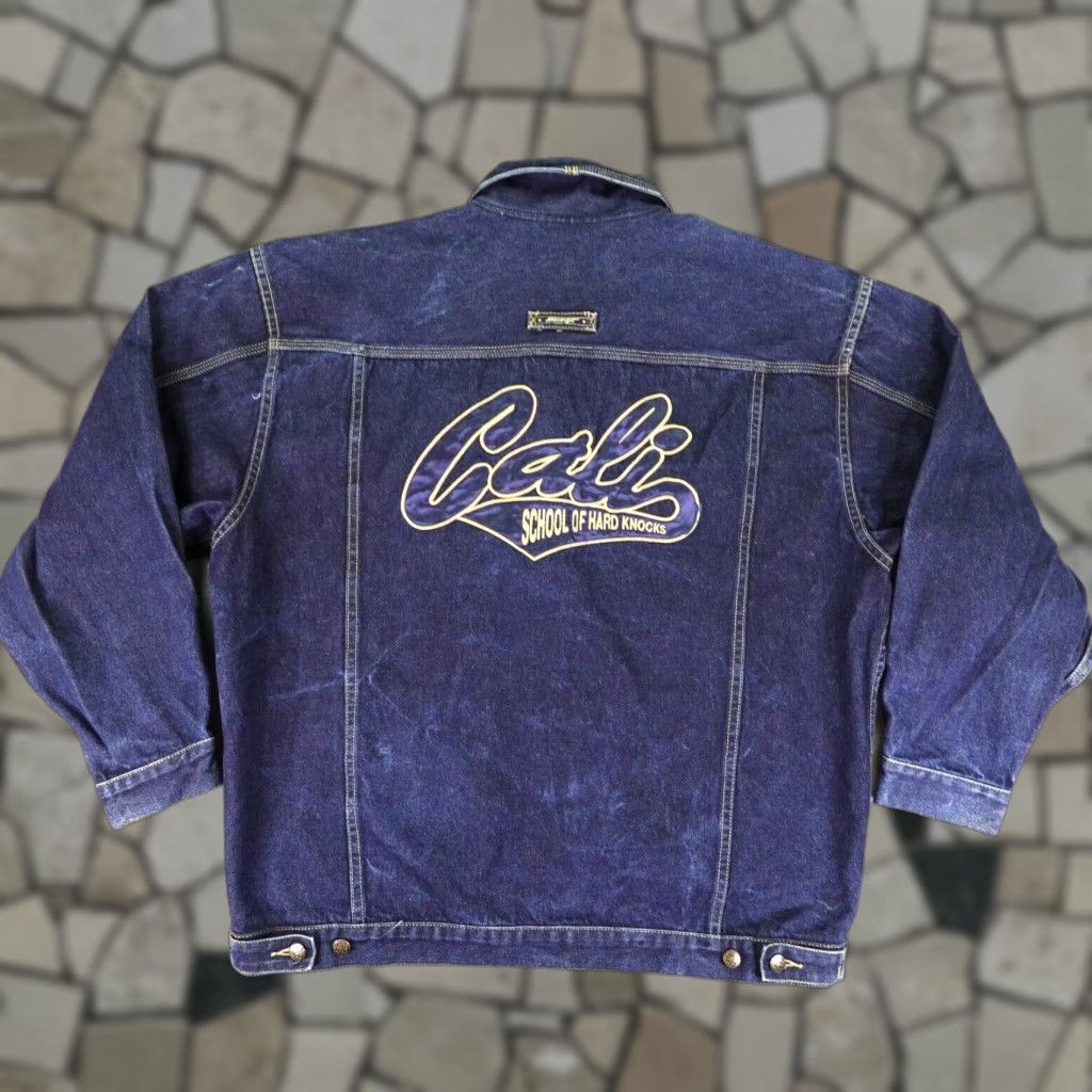 Denime VINTAGE School Of Hard Knocks Jacket 3XL Blue Denim 90s Mens Size US 39 - 1 Thumbnail