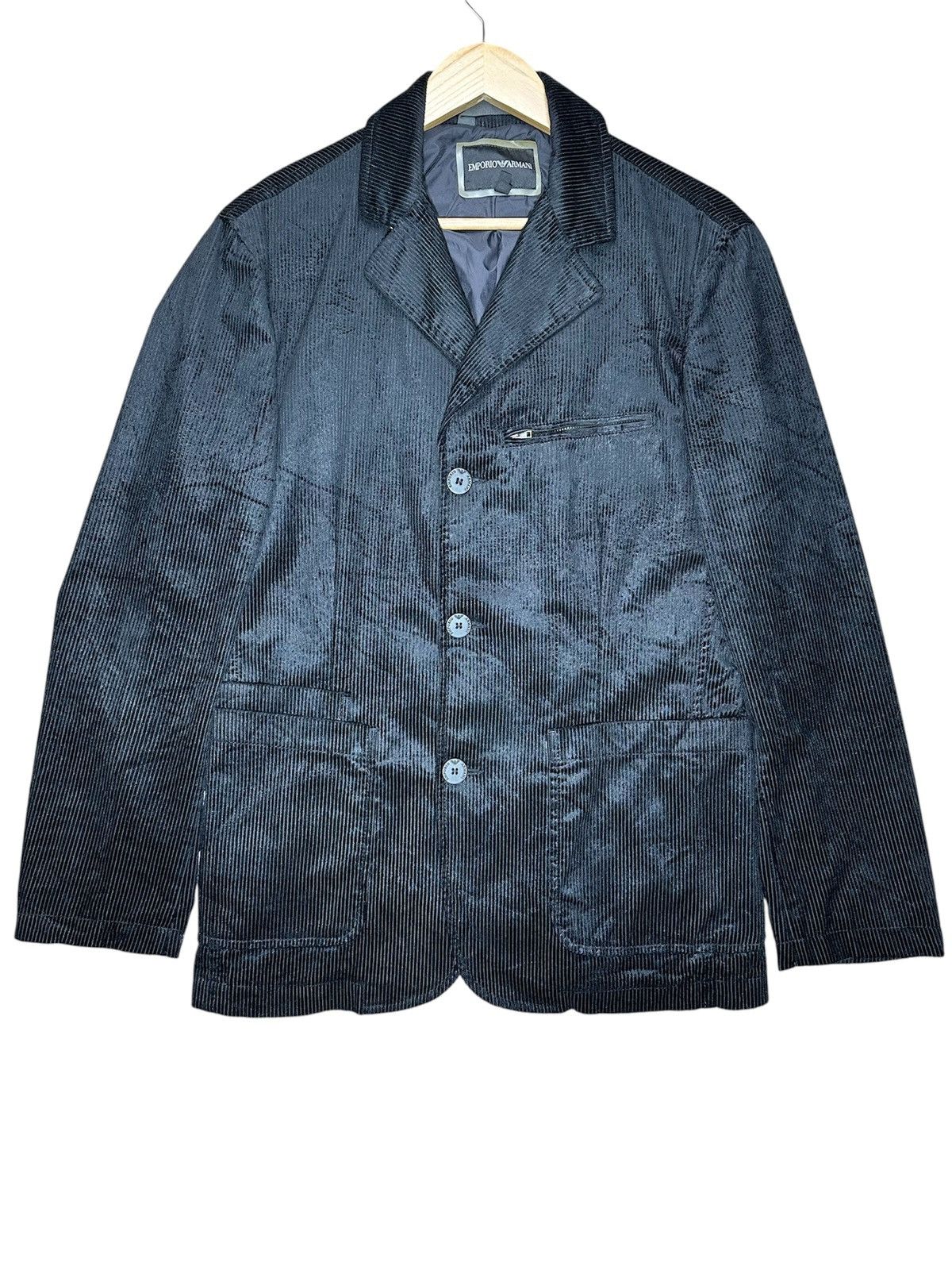Emporio Armani Emporio Armani Black Corduroy Blazer Jacket Size 40R - 1 Thumbnail