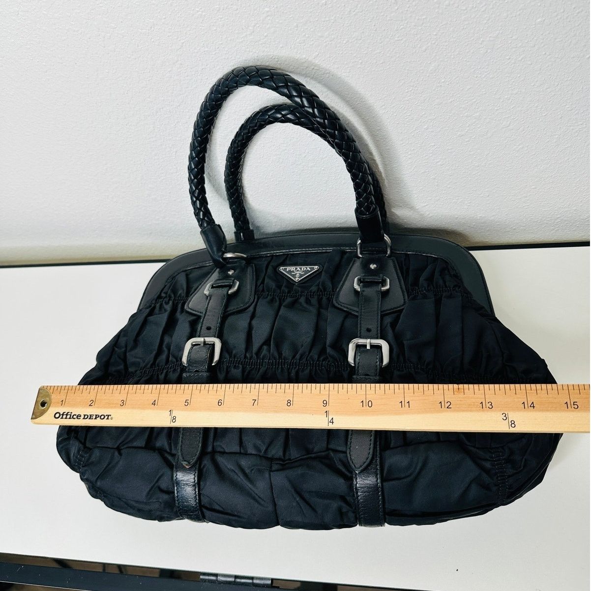 Prada Prada Vintage 90s Black Nylon Leather Buckle Braided Handle Size ONE SIZE - 17 Thumbnail