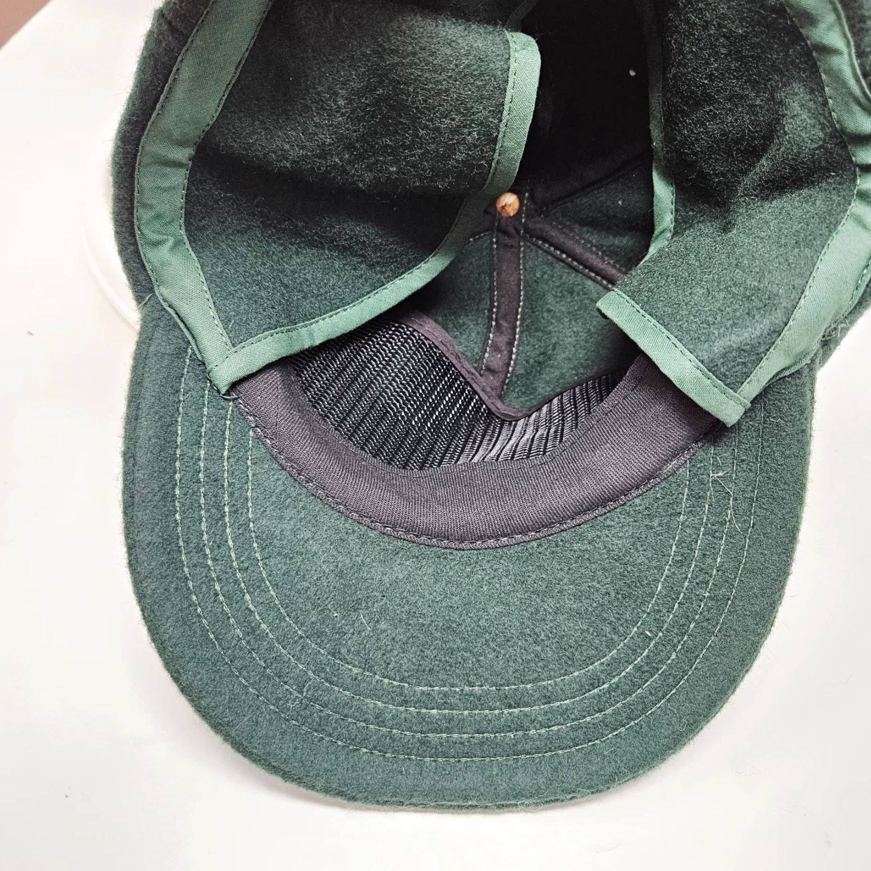 Vintage VINTAGE Green Wool Trapper Hat Mens Wool Trapper Hat M Green Hunting Winter Ear Flap Made in USA 80s Size ONE SIZE - 6 Thumbnail