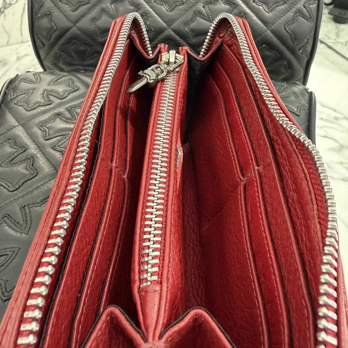 Chrome Hearts Chrome Hearts red cemetery triple cross leather patch wallet Size ONE SIZE - 8 Thumbnail