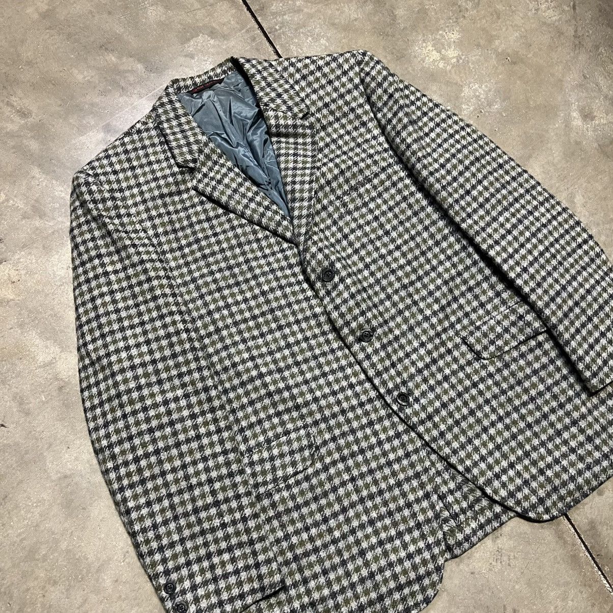 Hart Schaffner Marx Vintage Hart Schaffner Mark Houndstooth Wool Blazer Jacket Size 44R - 2 Thumbnail