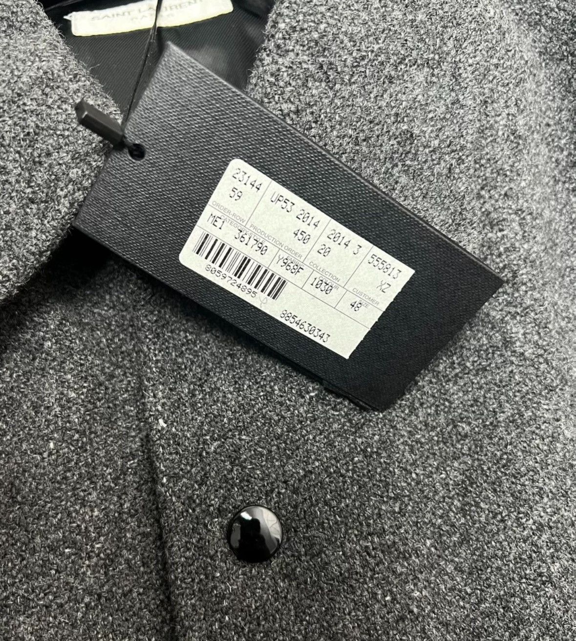 Saint Laurent Paris × Yves Saint Laurent Saint Laurent Pattern Grey Wool Teddy Baseball Jacket Size US S / EU 44-46 / 1 - 4 Thumbnail