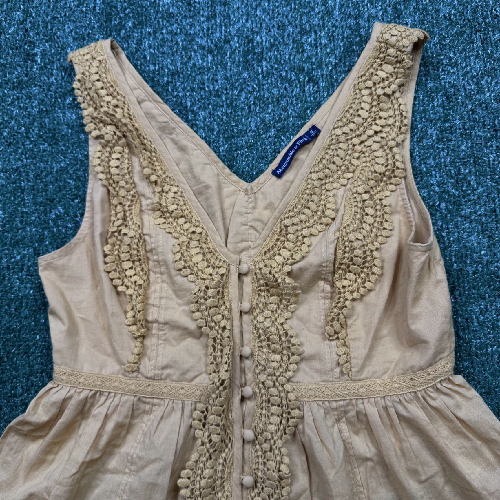 Abercrombie & Fitch VINTAGE Abercrombie & Fitch Blouse Shirt Womens S Yellow Sleeveless Top Knit Crew Neck Cropped Solid Casual Sleeveless 90s Size S / US 4 / IT 40 - 3 Thumbnail