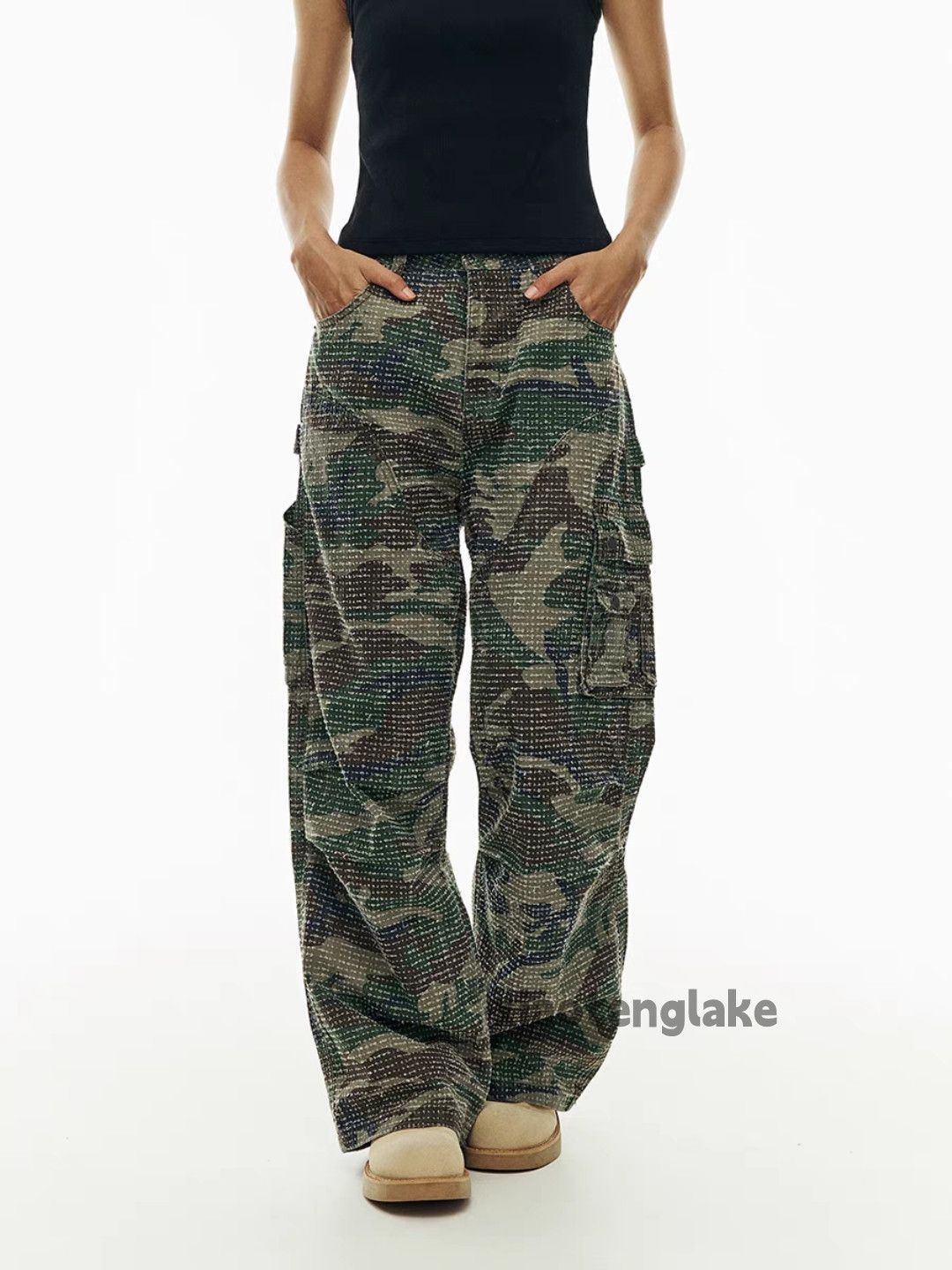 Designer × Japanese Brand × Vintage washed faded camo pattern skate hiphop baggy pants Size US 32 / EU 48 - 5 Thumbnail