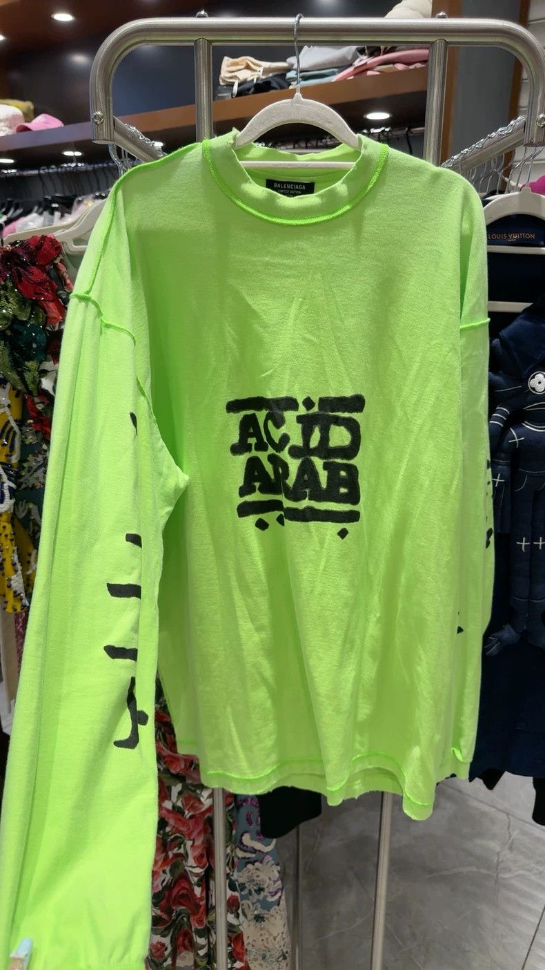 Balenciaga Balenciaga Acid Arab Limited Green LS T-shirt - dmc Size US S / EU 44-46 / 1 - 1 Thumbnail