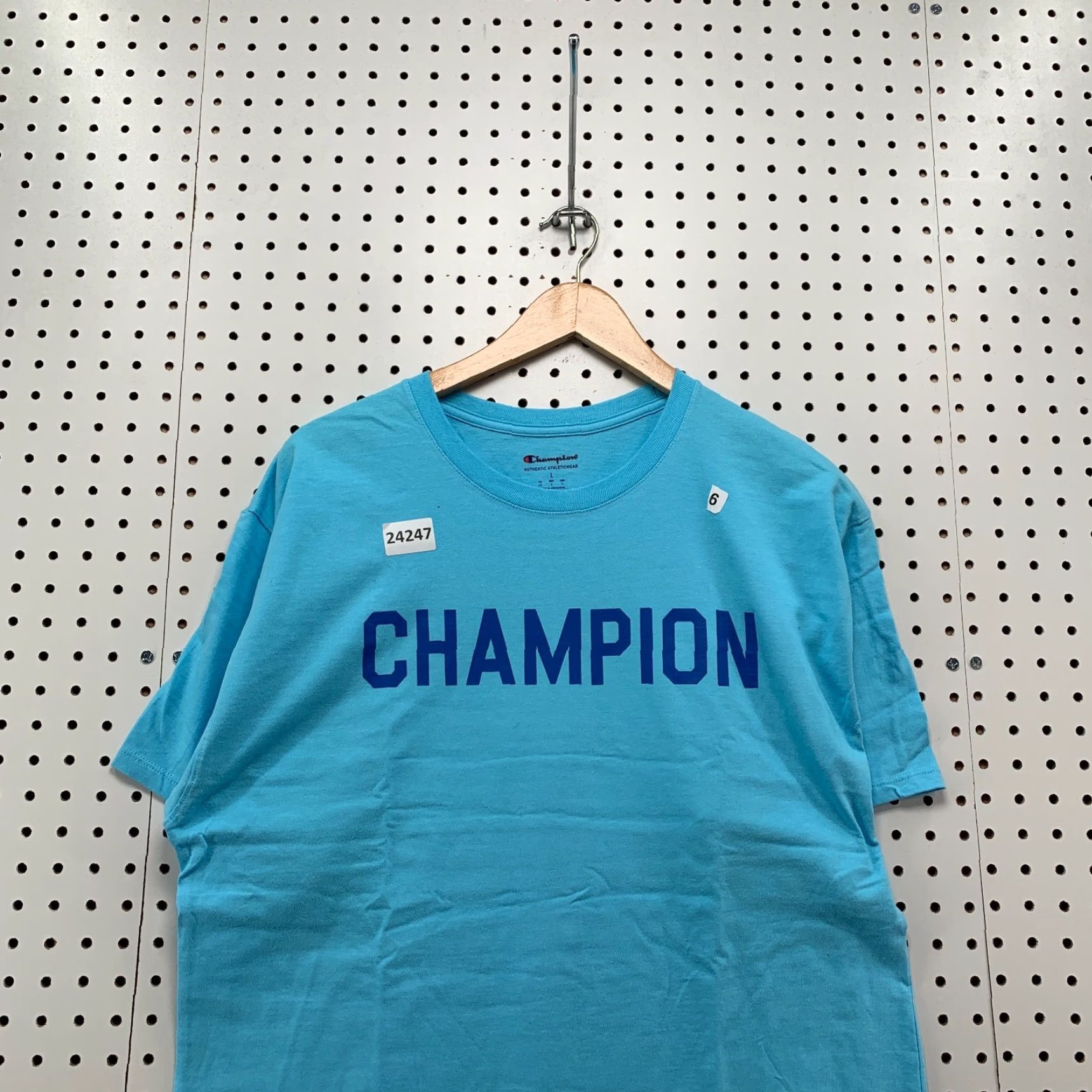 Champion VINTAGE Champion T-Shirt Adult Large Blue Tonal Spell Out Short Sleeve Mens Size US L / EU 52-54 / 3 - 2 Thumbnail