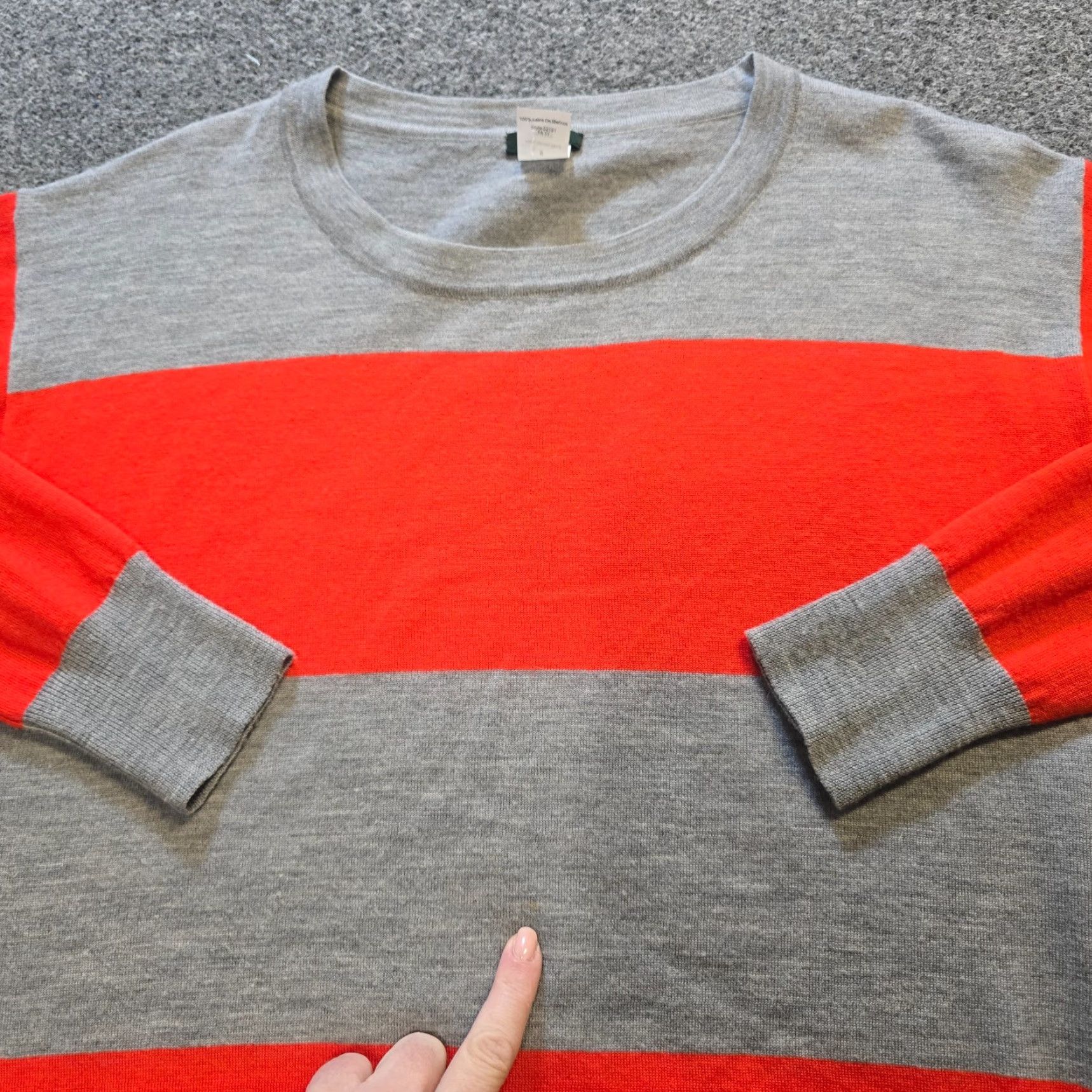 J.Crew J.CREW Sweater Womens Small Orange Gray Rugby Striped Merino Wool Classic Casual Pullover Knit Crew Neck Long Sleeve Wool Winter Fall Size S / US 4 / IT 40 - 5 Thumbnail