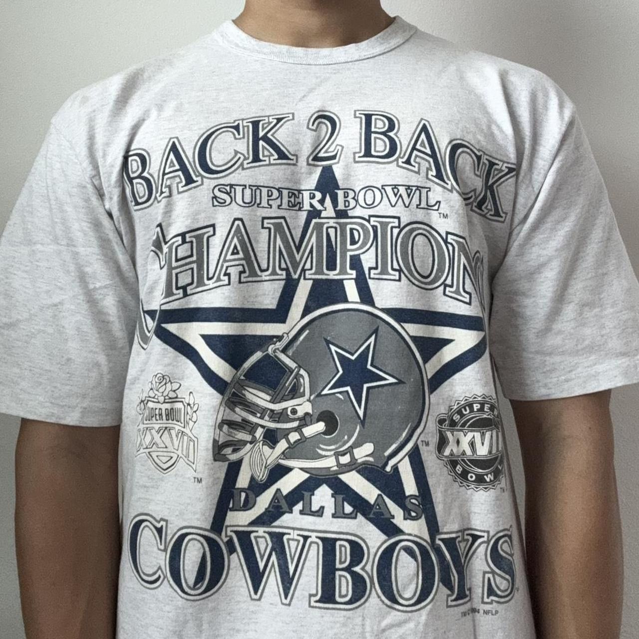 Dallas Cowboys back hot to back 2 Super Bowl Champions Vtg 1994 Graphic- T Size L